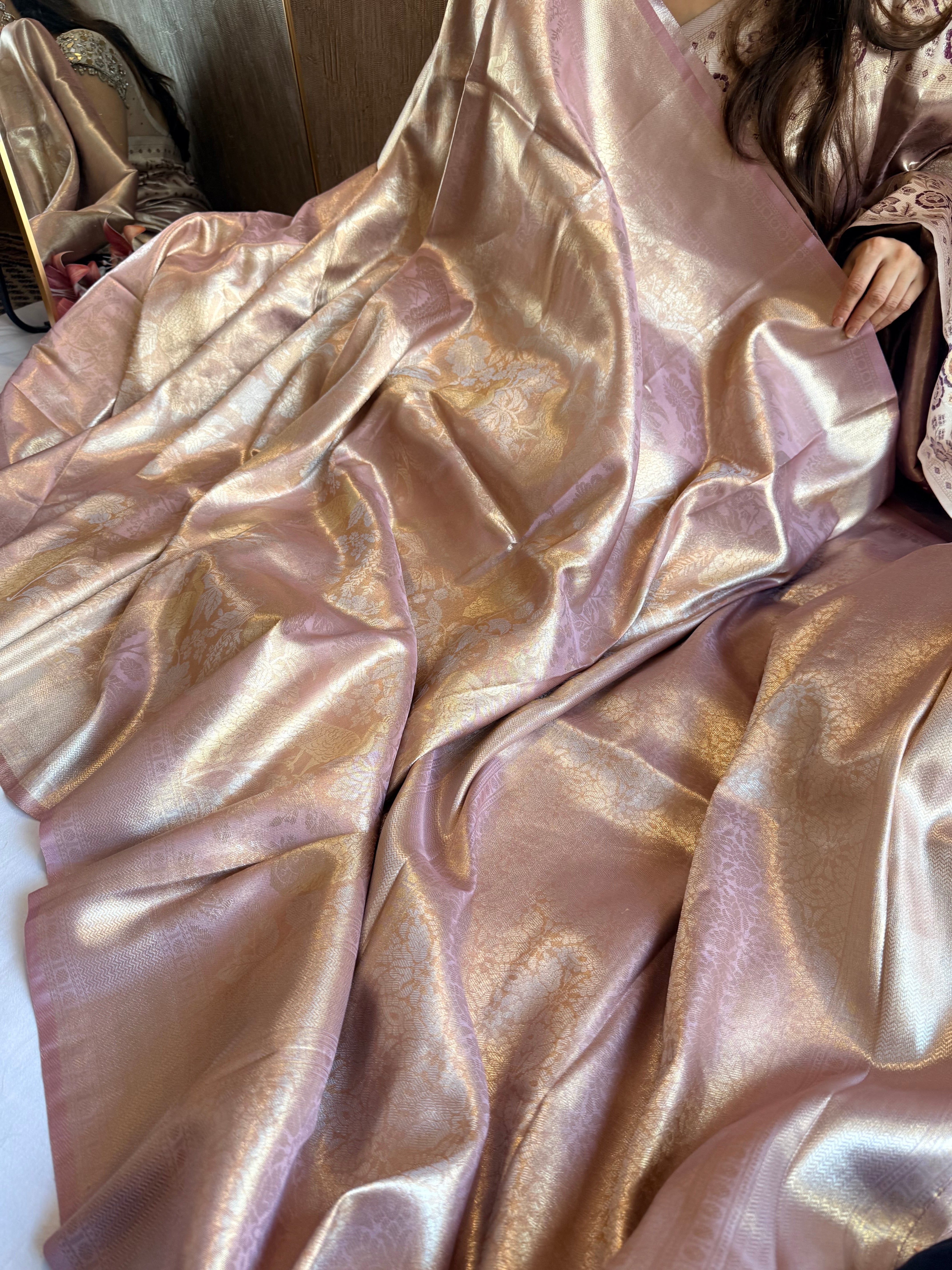 Kanjivaram inspired - Blush pink tissue brocade kadhwa weaving saree