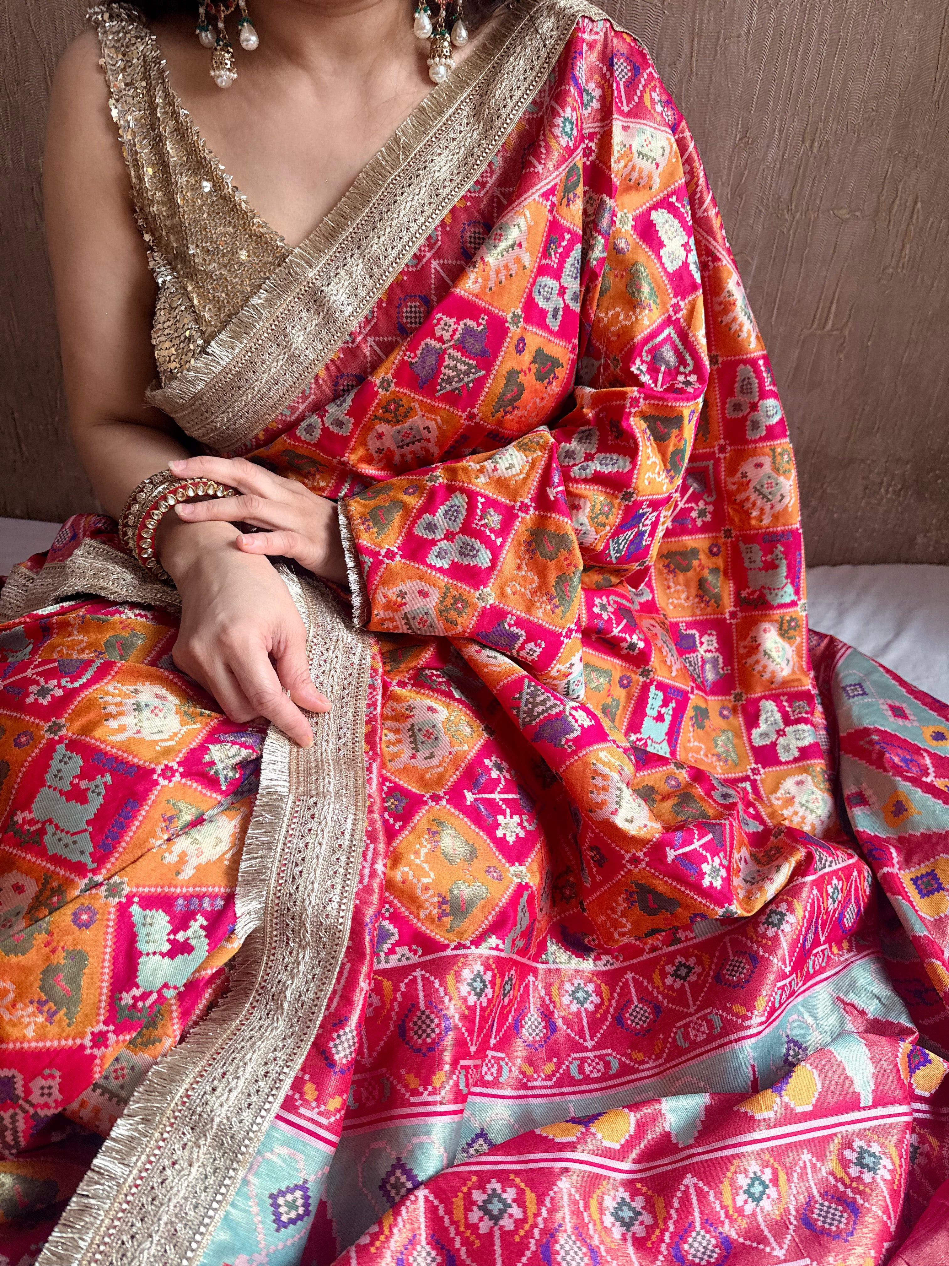 Banarasi patola weaving silk meenakari weaving saree