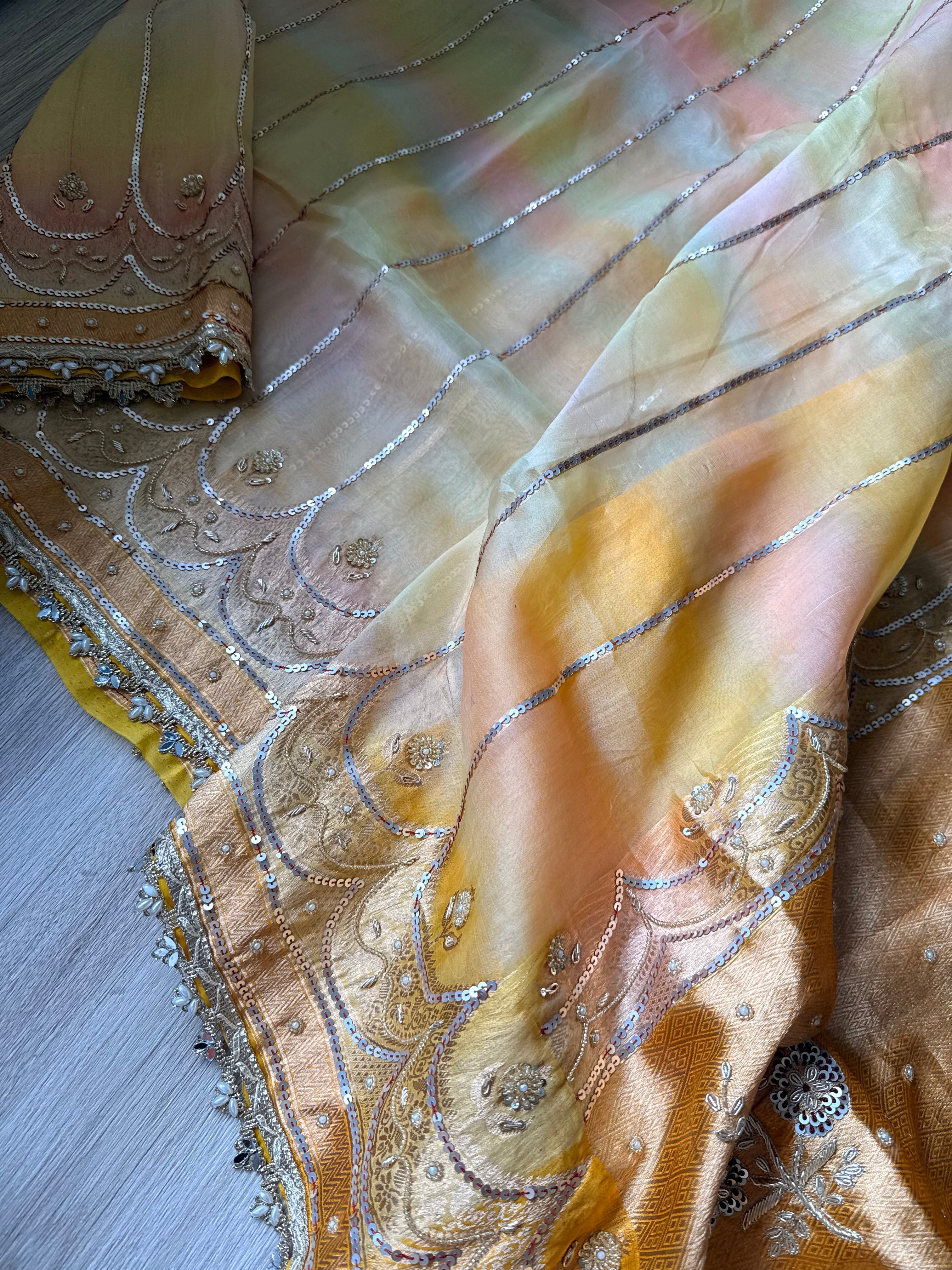 Rangbirangi 2.0 kora silk hand embroidered kadhwa weaving banarasi saree