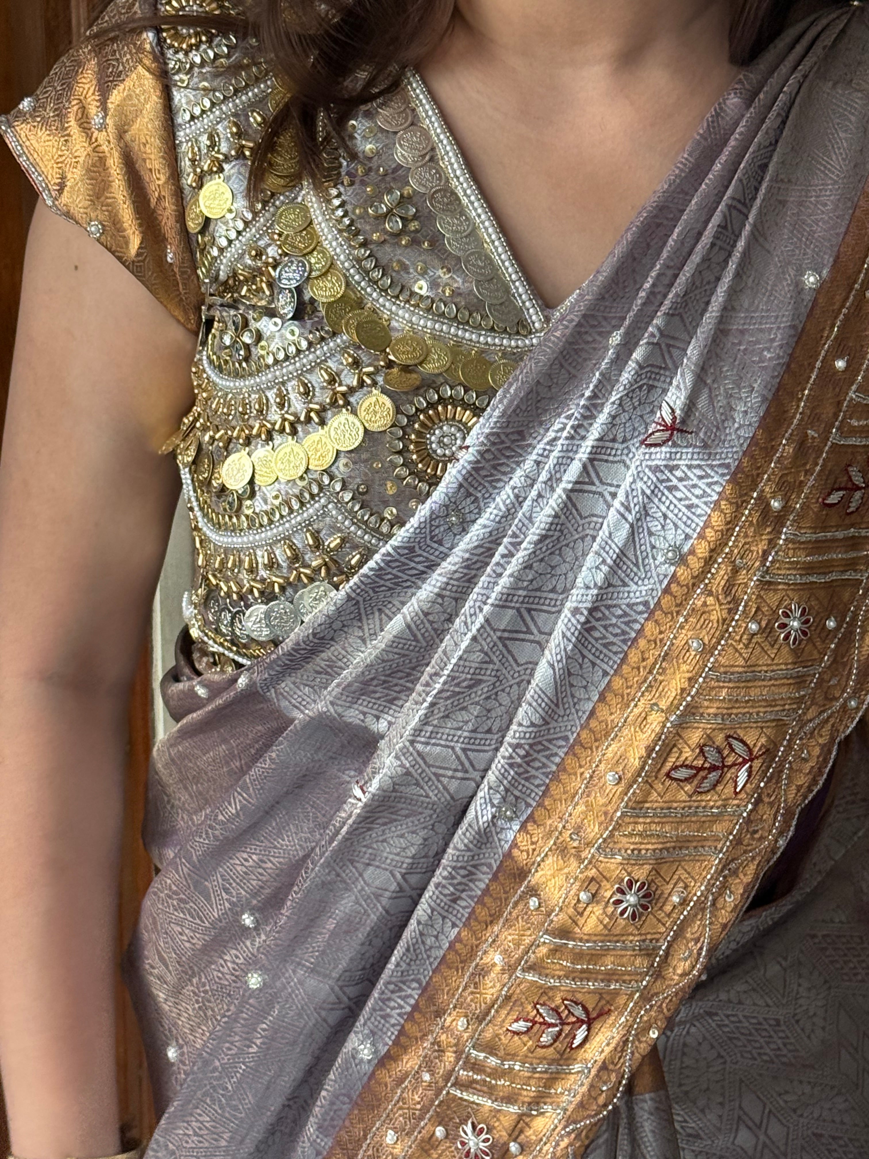 Kanjivaram brocade banarasi tissue silk sona rupa hand embroidered saree