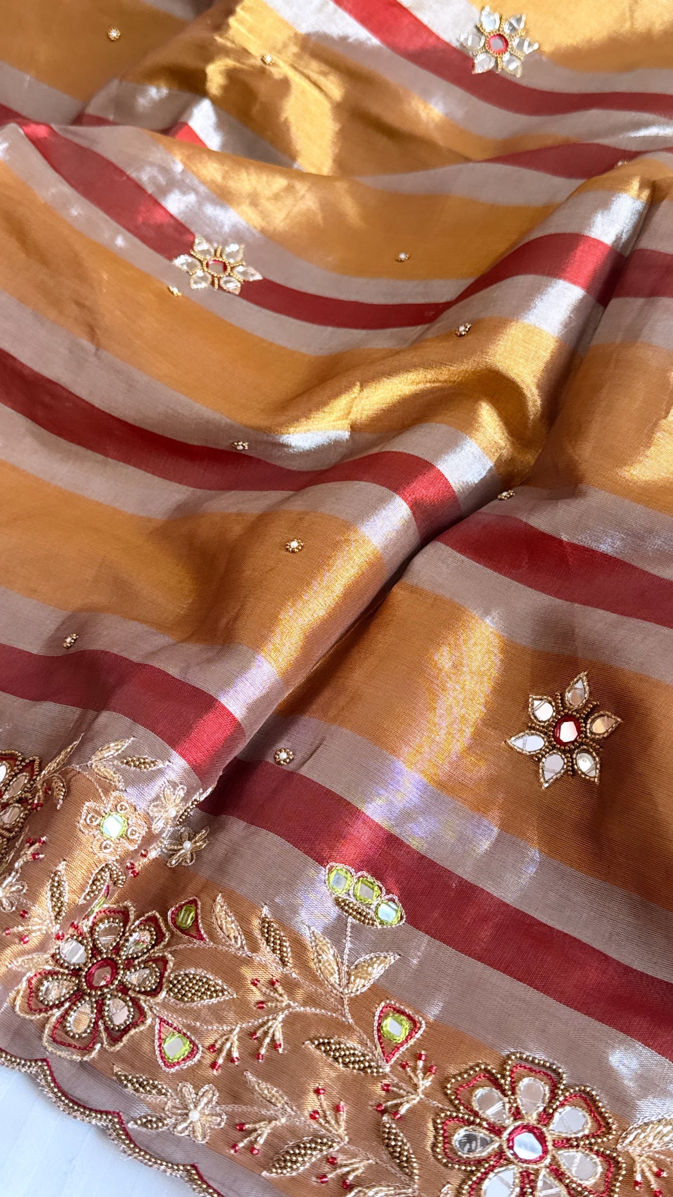 Kanjivaram banarasi tissue silk hand embroidered kadhwa saree with katan silk blouse