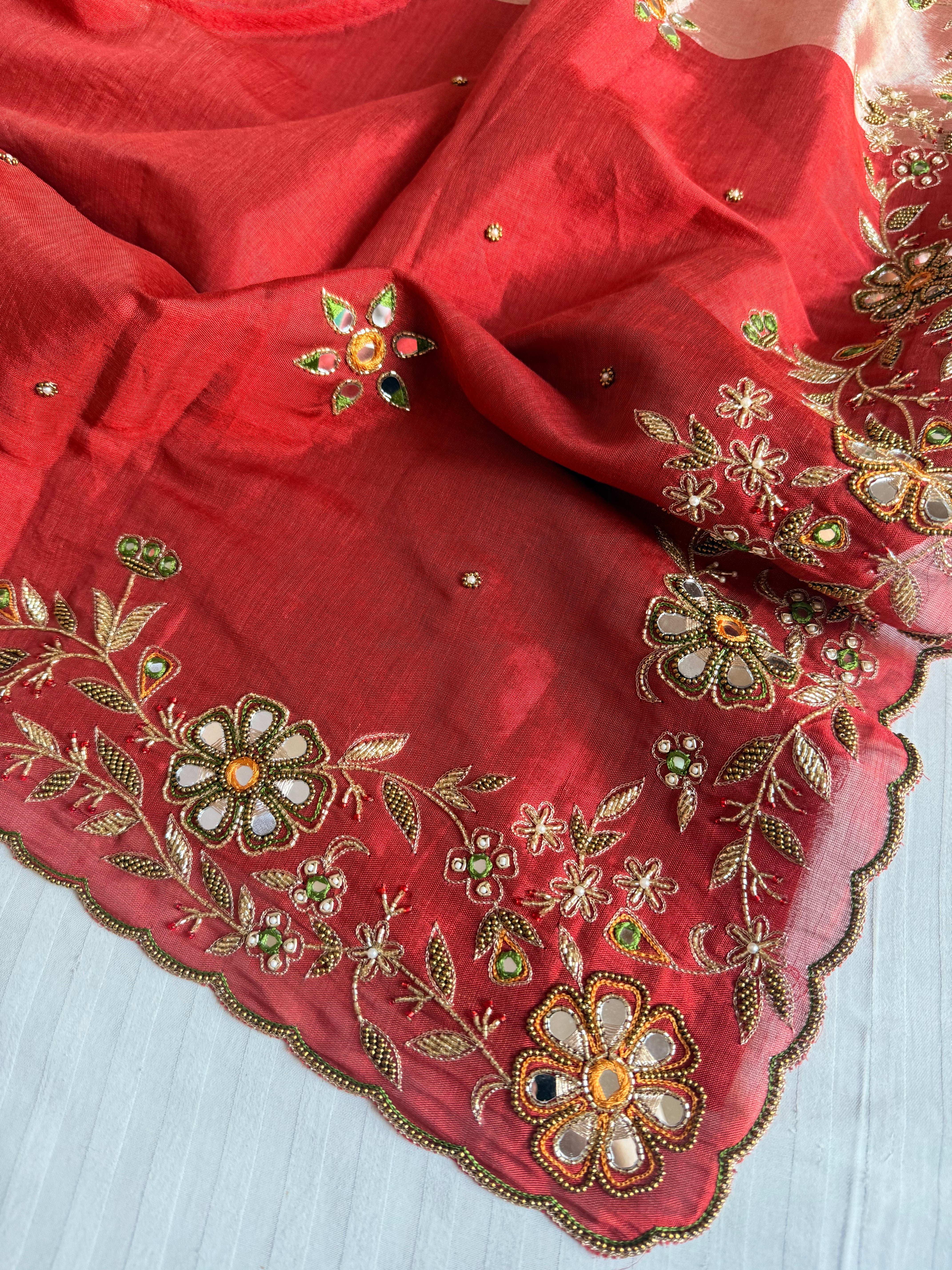 Kanjivaram banarasi tissue silk hand embroidered kadhwa saree with katan silk blouse