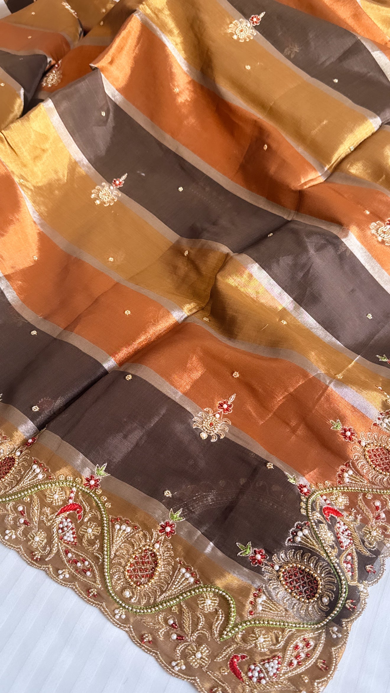 Kanjivaram banarasi tissue silk hand embroidered kadhwa saree with katan silk blouse