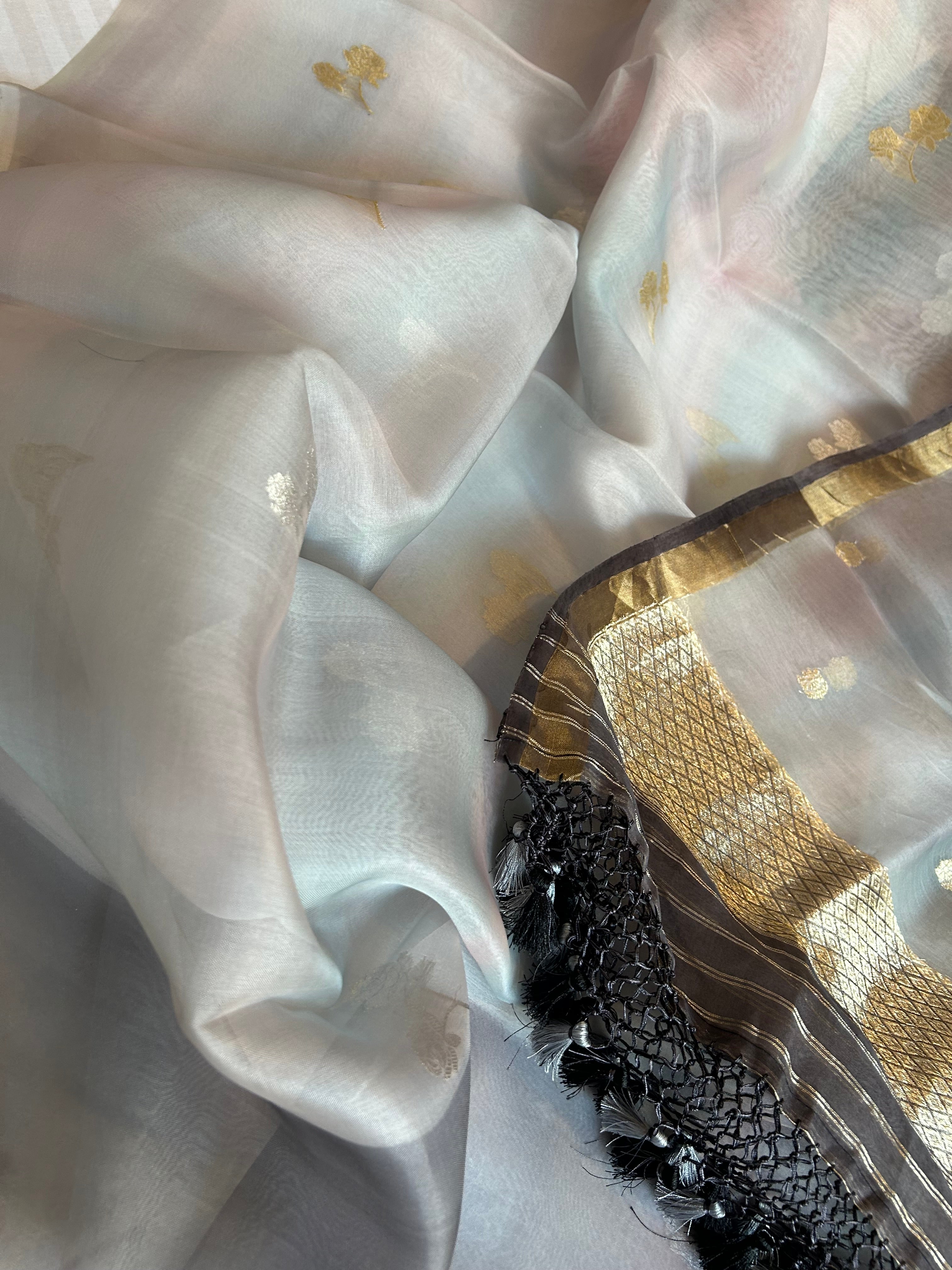 Rainbow dye banarasi kora silk kadhwa buti suit sets