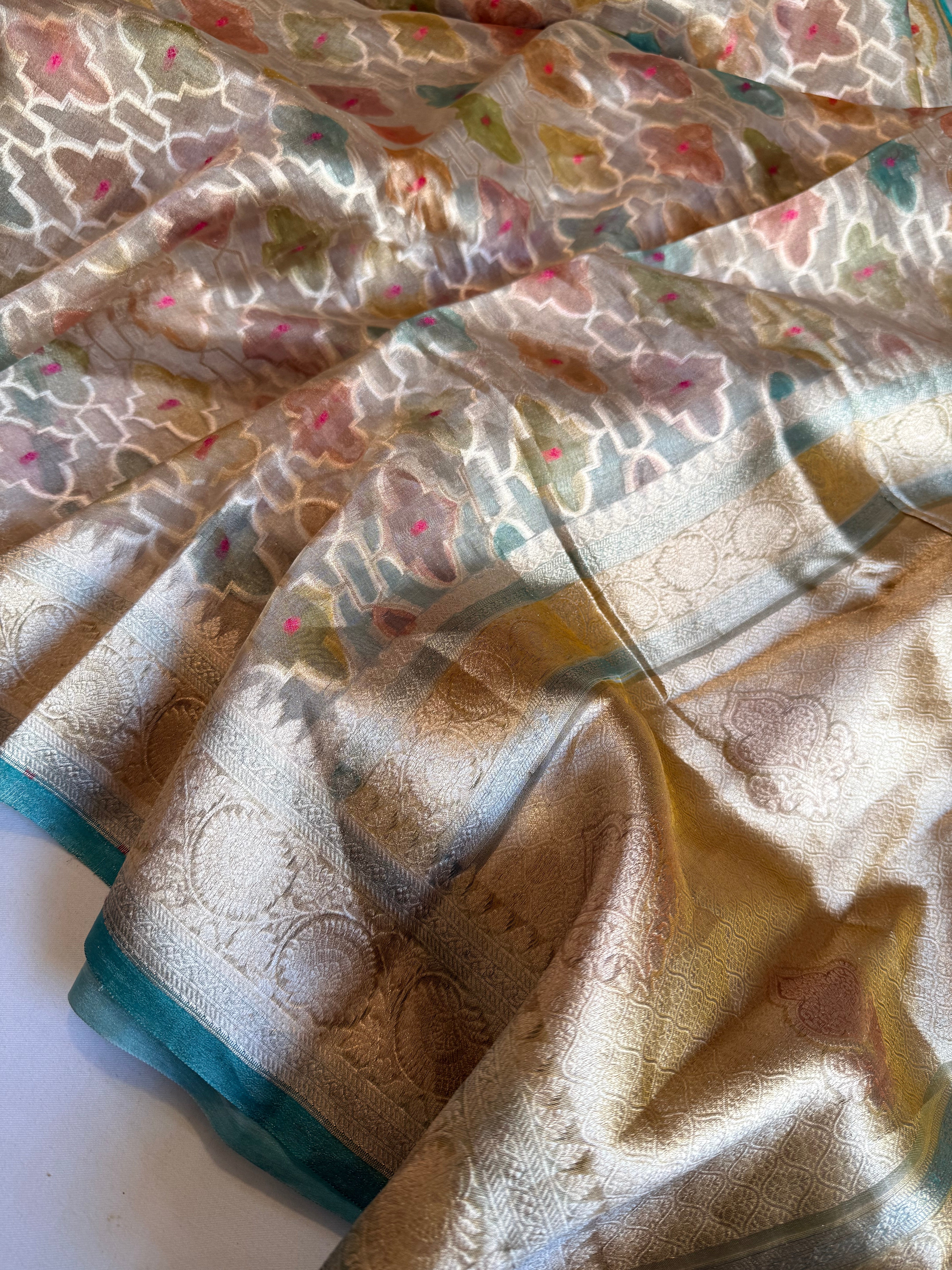 Rangeen diamond tissue silk rangkaat kadhwa saree
