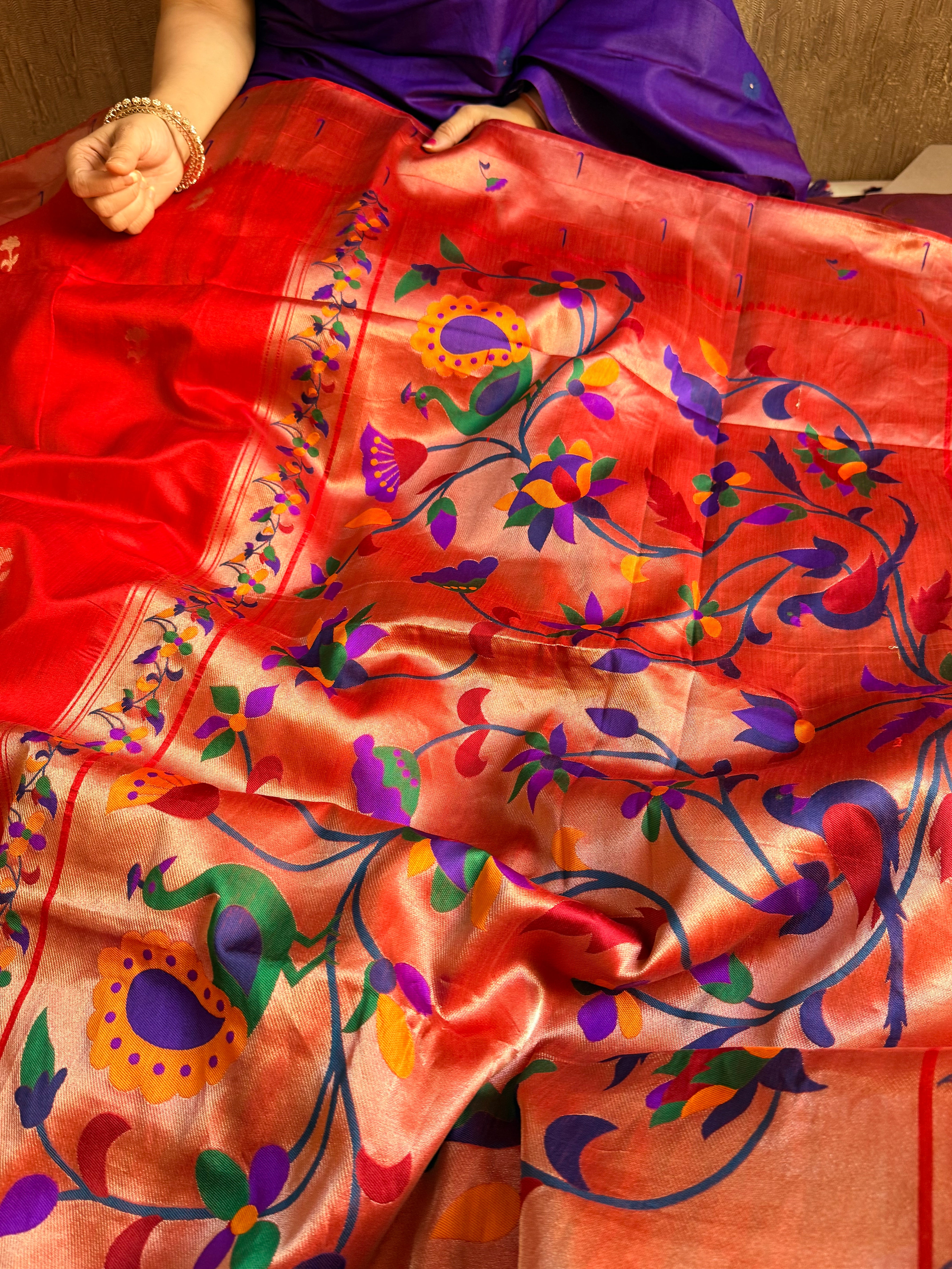 Banarasi chanderi paithani border meenakari saree