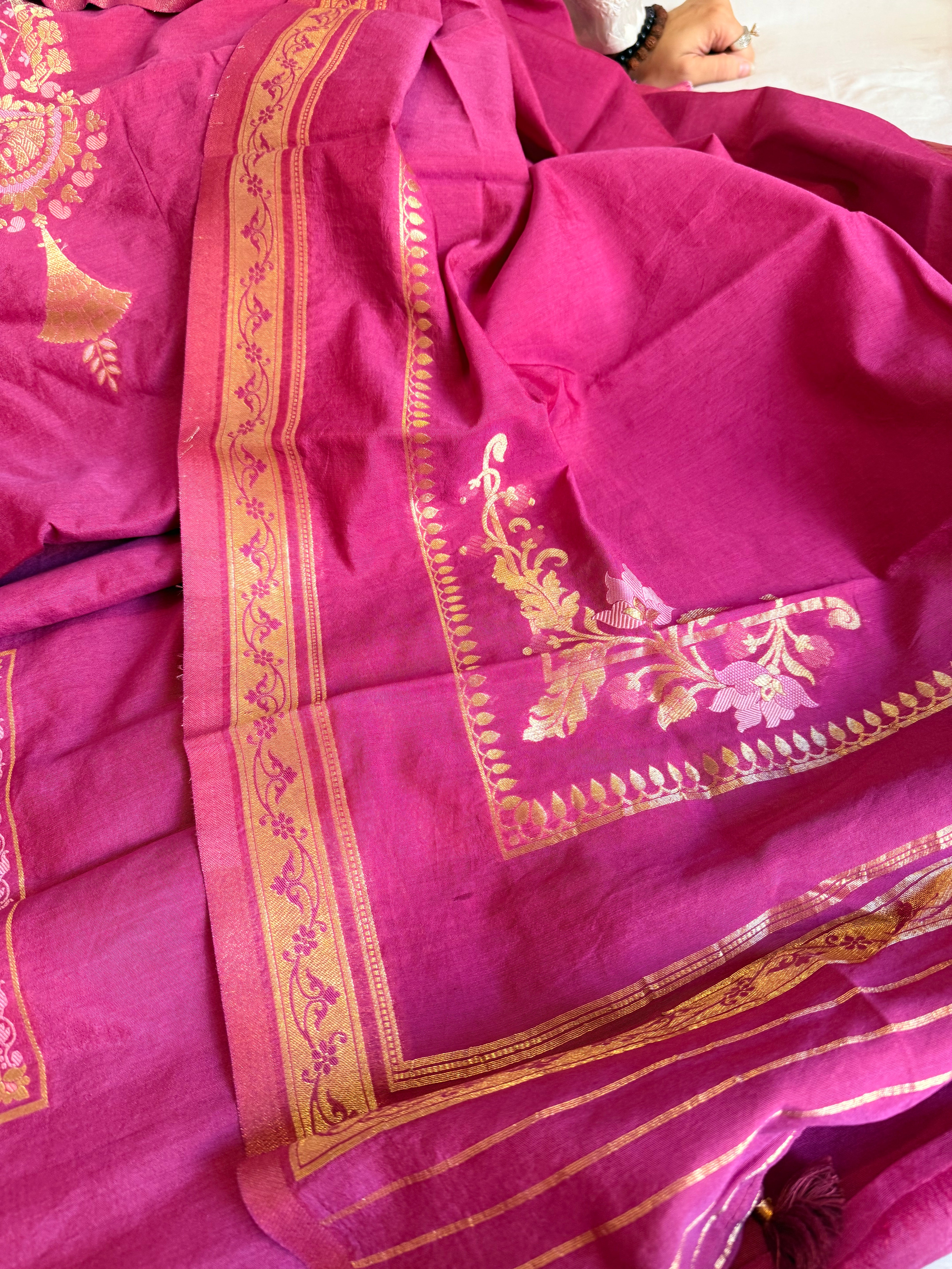Below 10k - Mughal design inspired cotton silk banarasi suit set