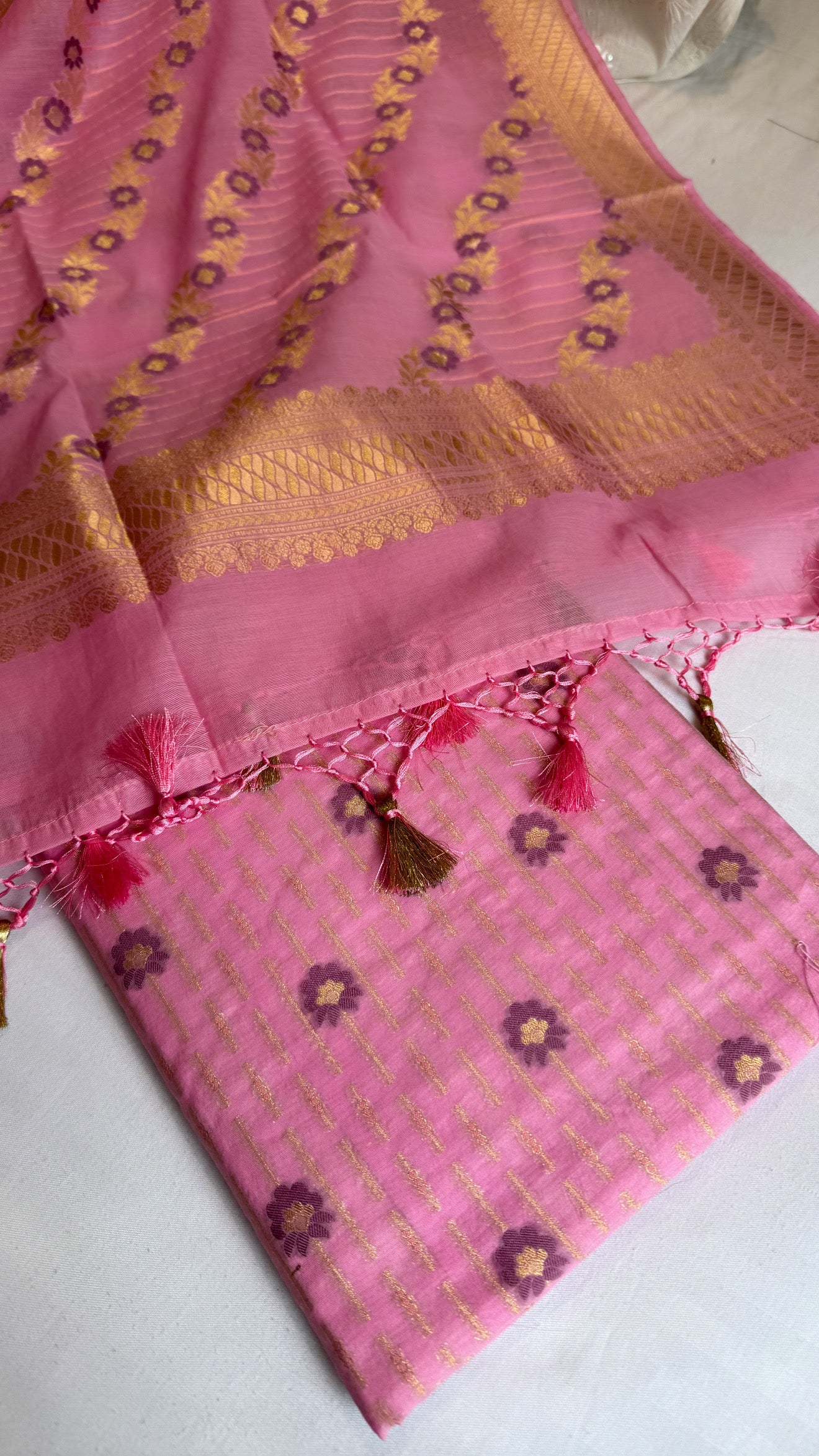 Banarasi cotton resham meenakari suit set