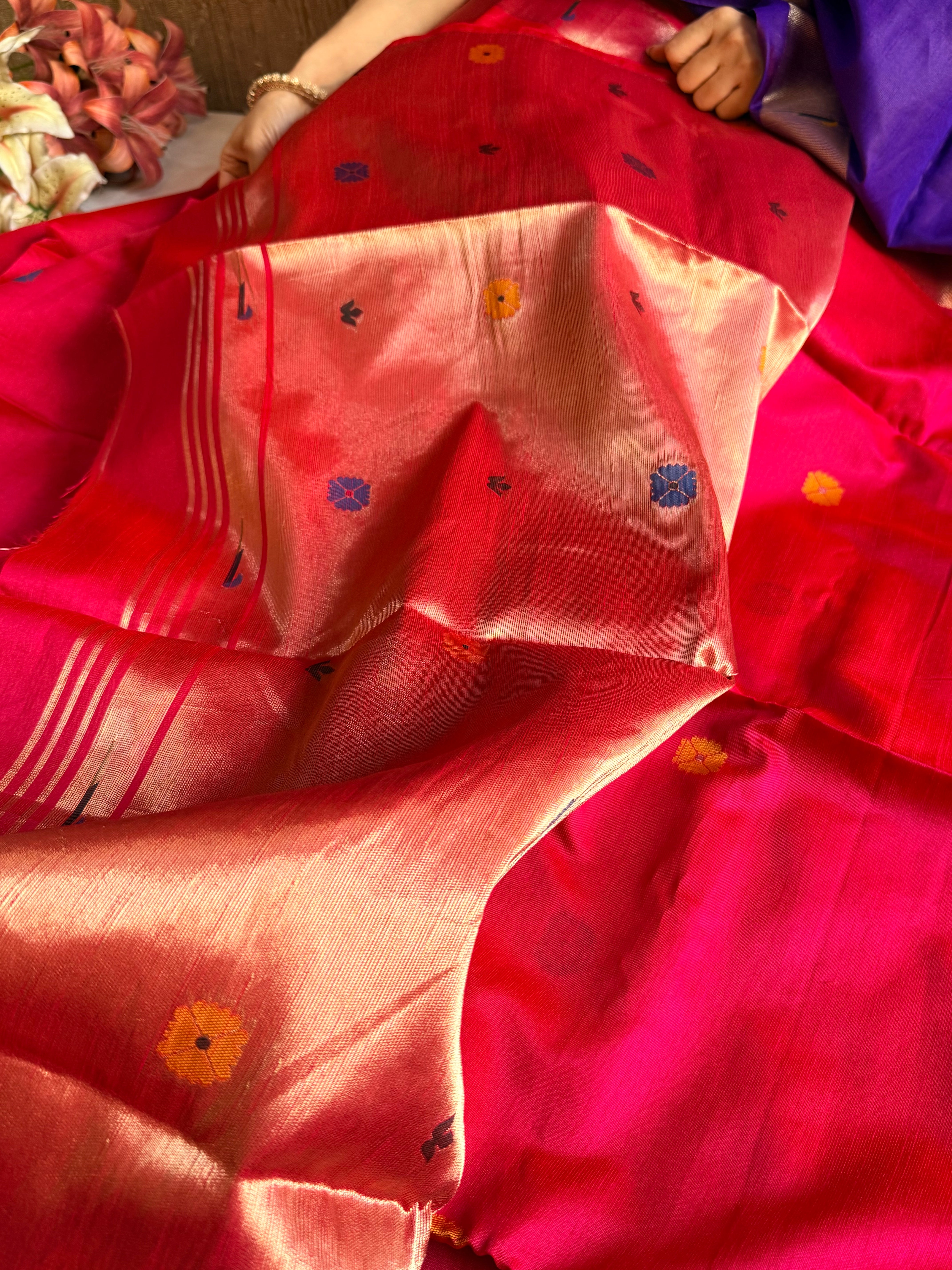 Banarasi chanderi paithani border meenakari saree