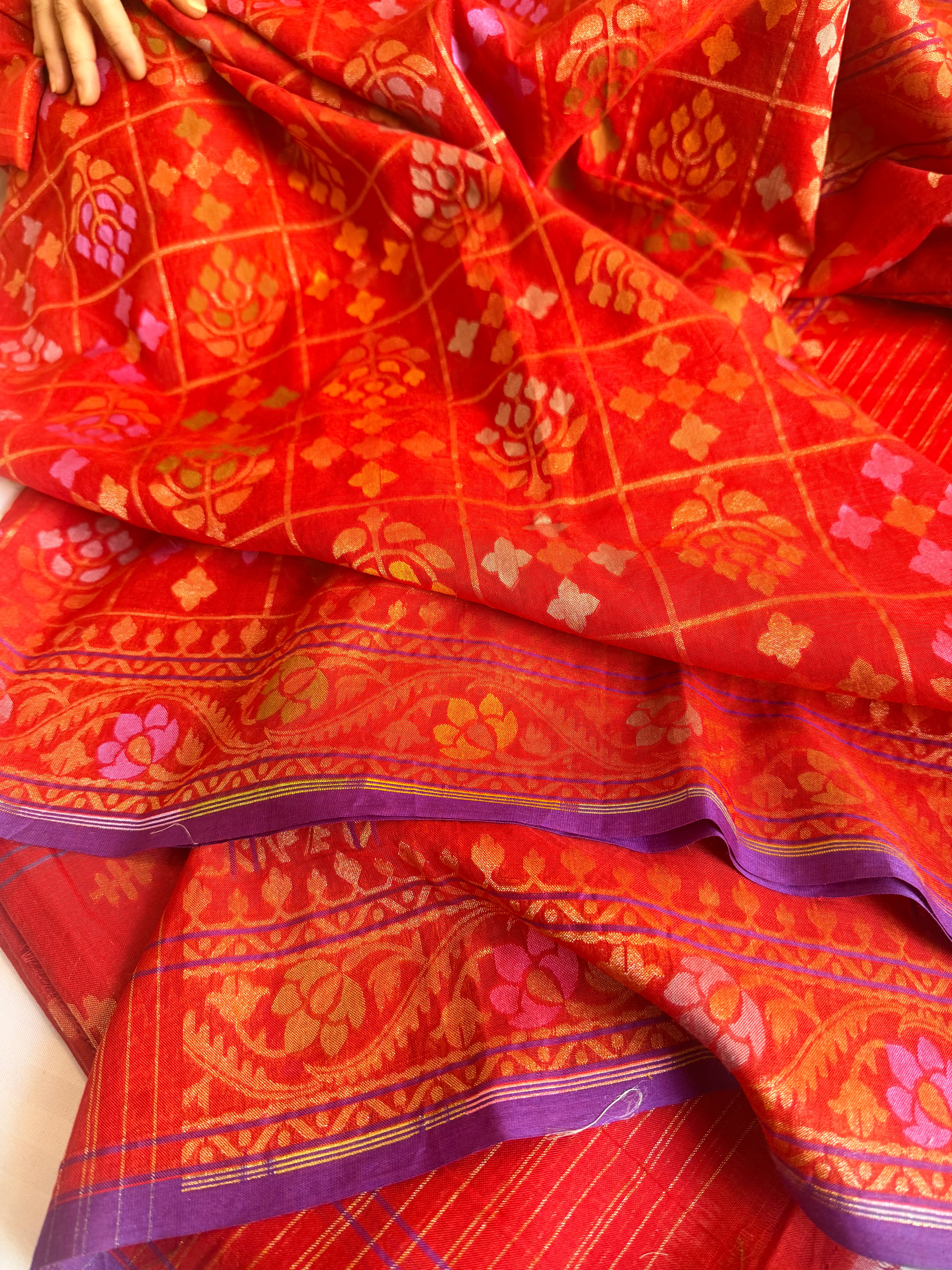 Iktara jamdani kadhwa sona rupa weaving banarasi mul cotton suit set