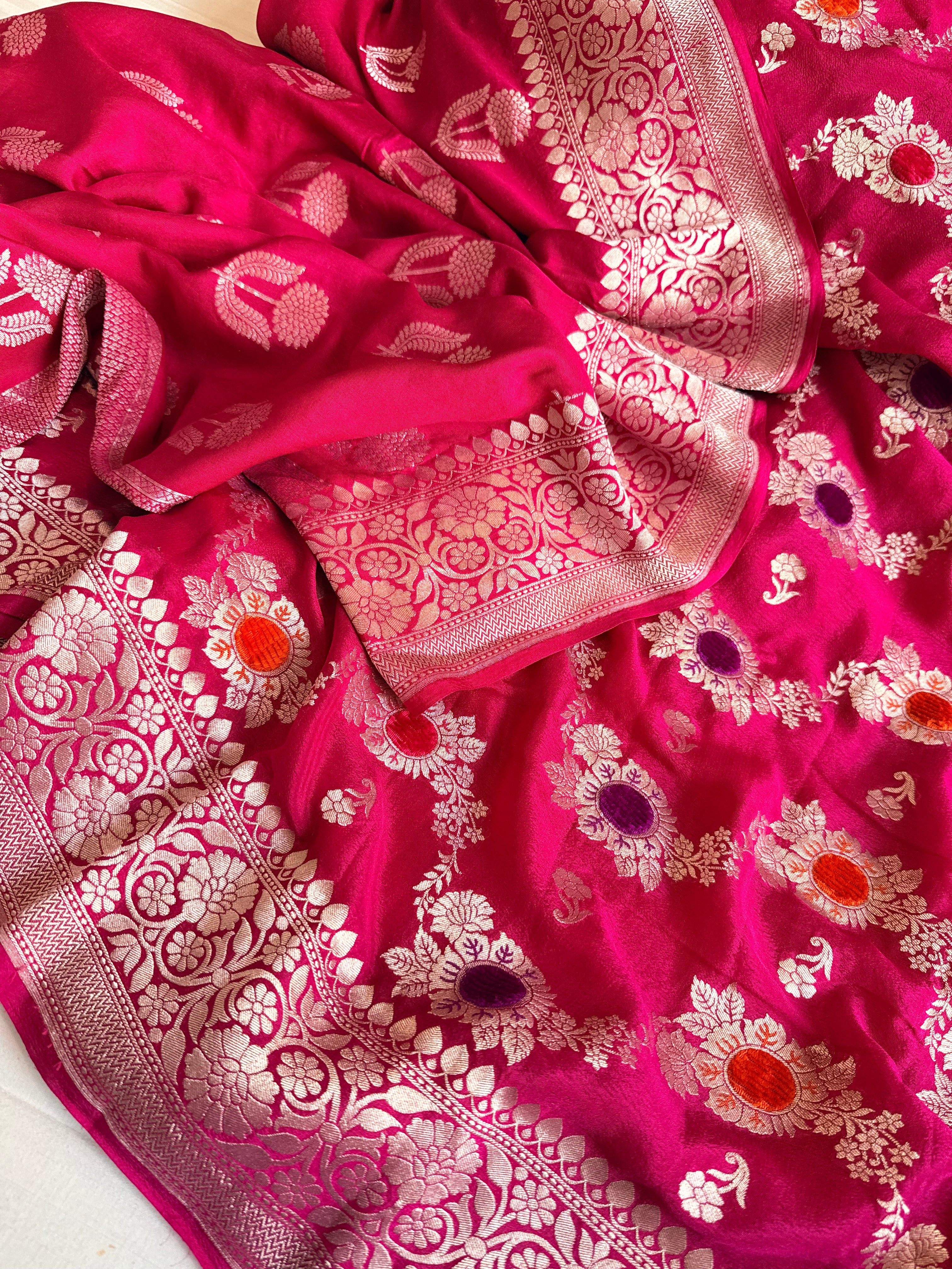 Fusion edit - Banarasi gorgette velvet meenakari kadhwa saree
