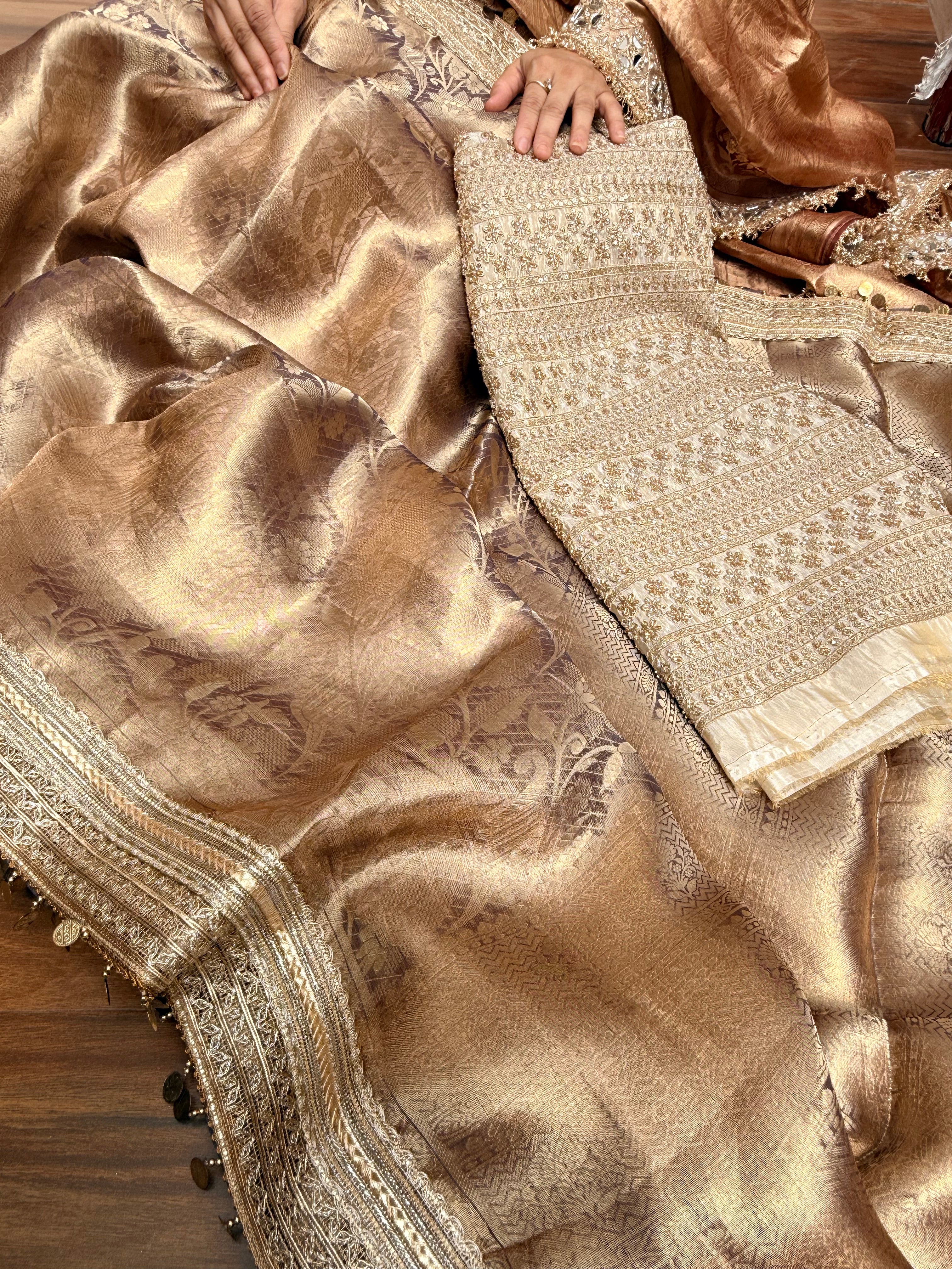 Tyohaar edit - Molten lilac sona rupa tissue brocade saree with zardozi blouse