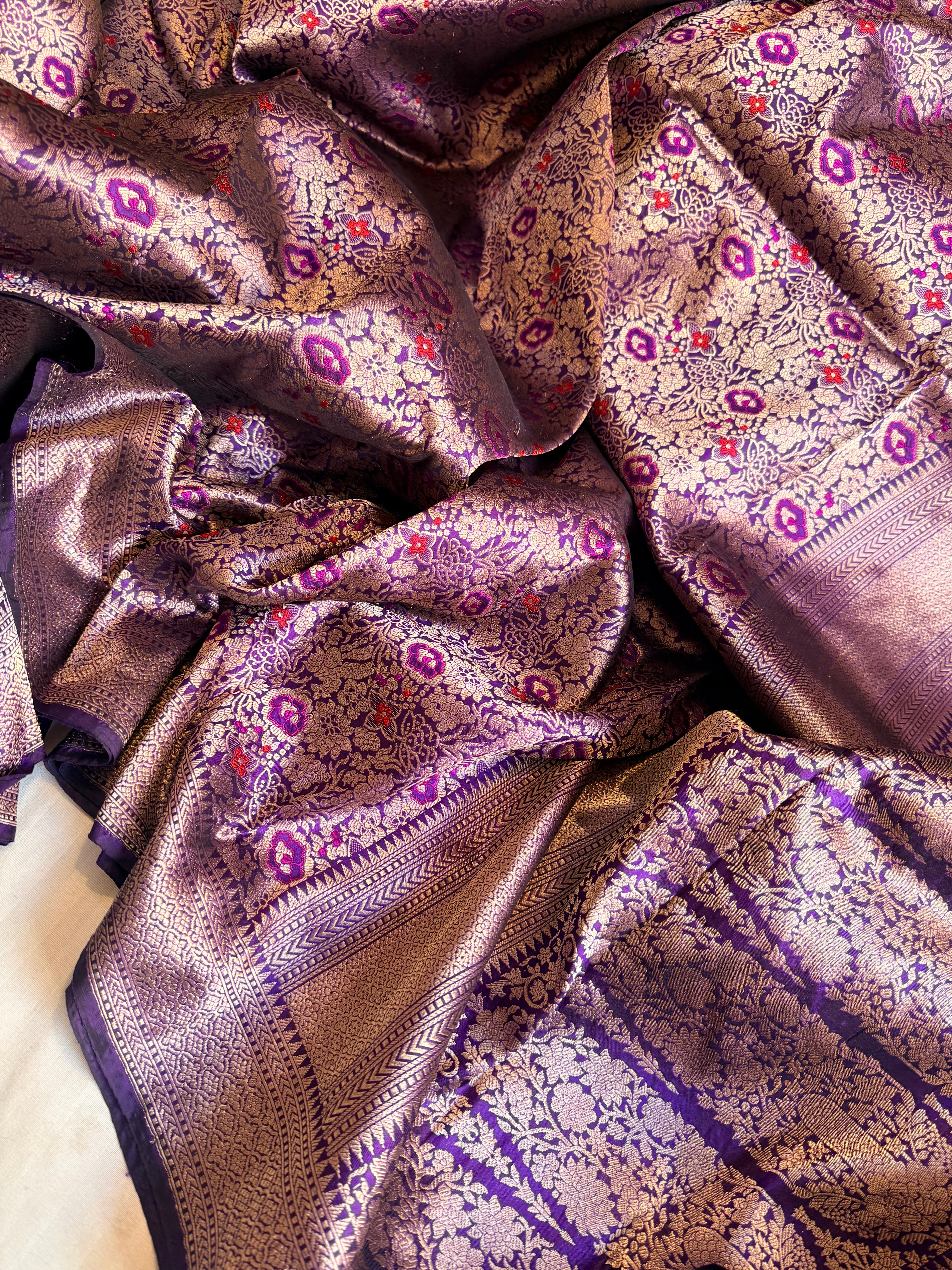 Banarasi katan silk ambose brocade weaving kadhwa handloom saree