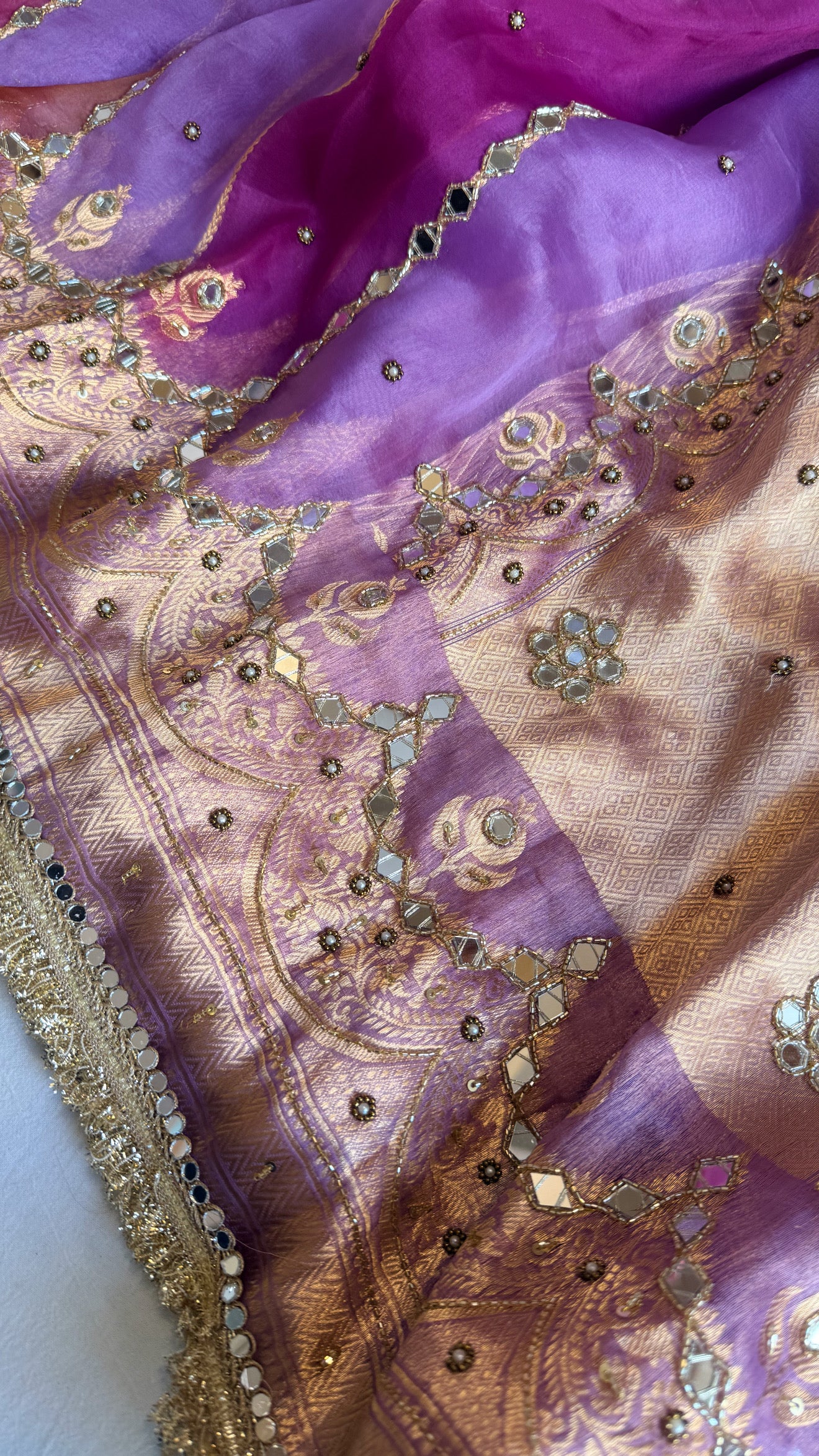 Rang birangi 2.0 - Kora silk mirrorwork hand embroidered rangkaat saree