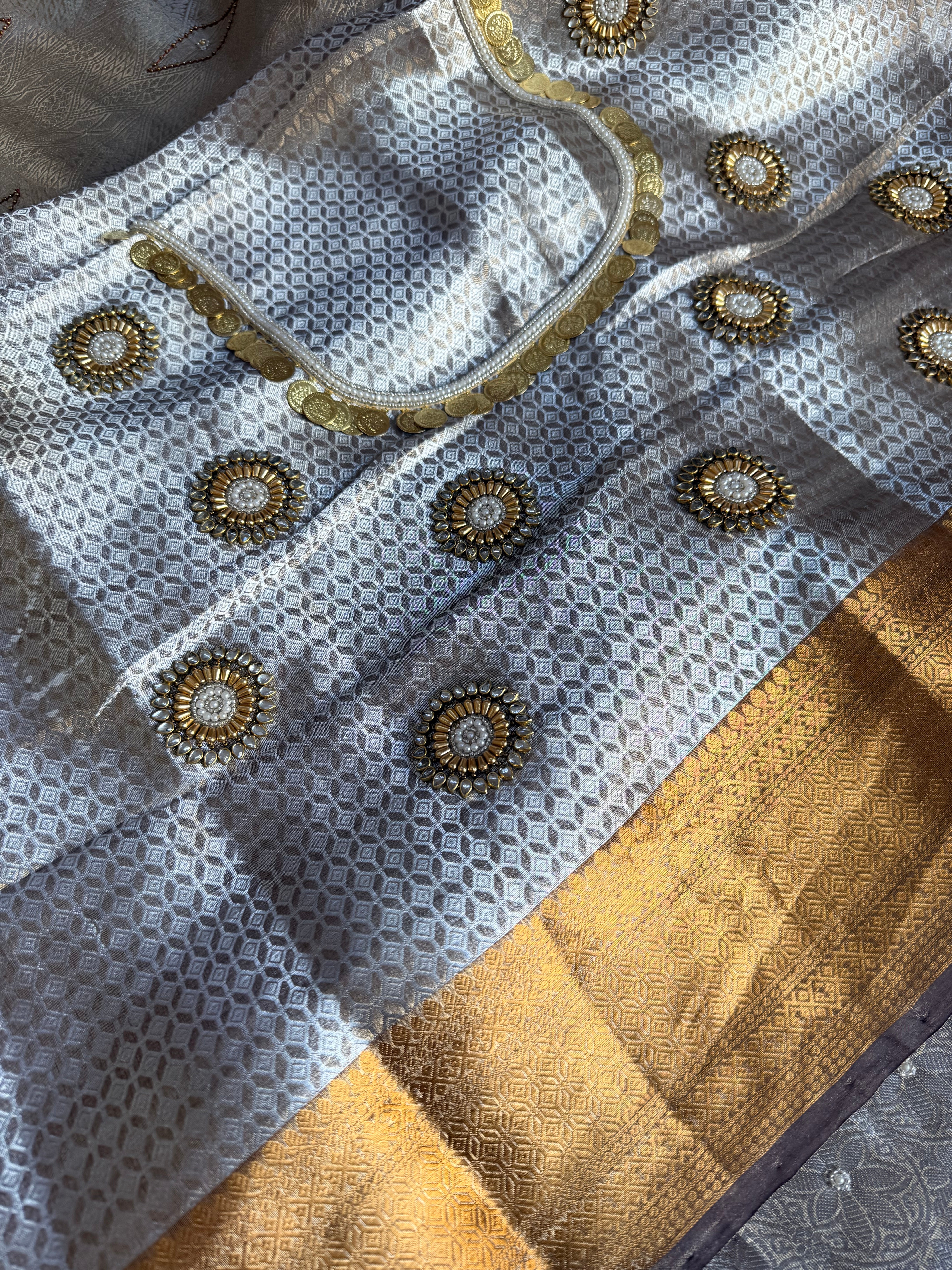 Kanjivaram brocade banarasi tissue silk sona rupa hand embroidered saree