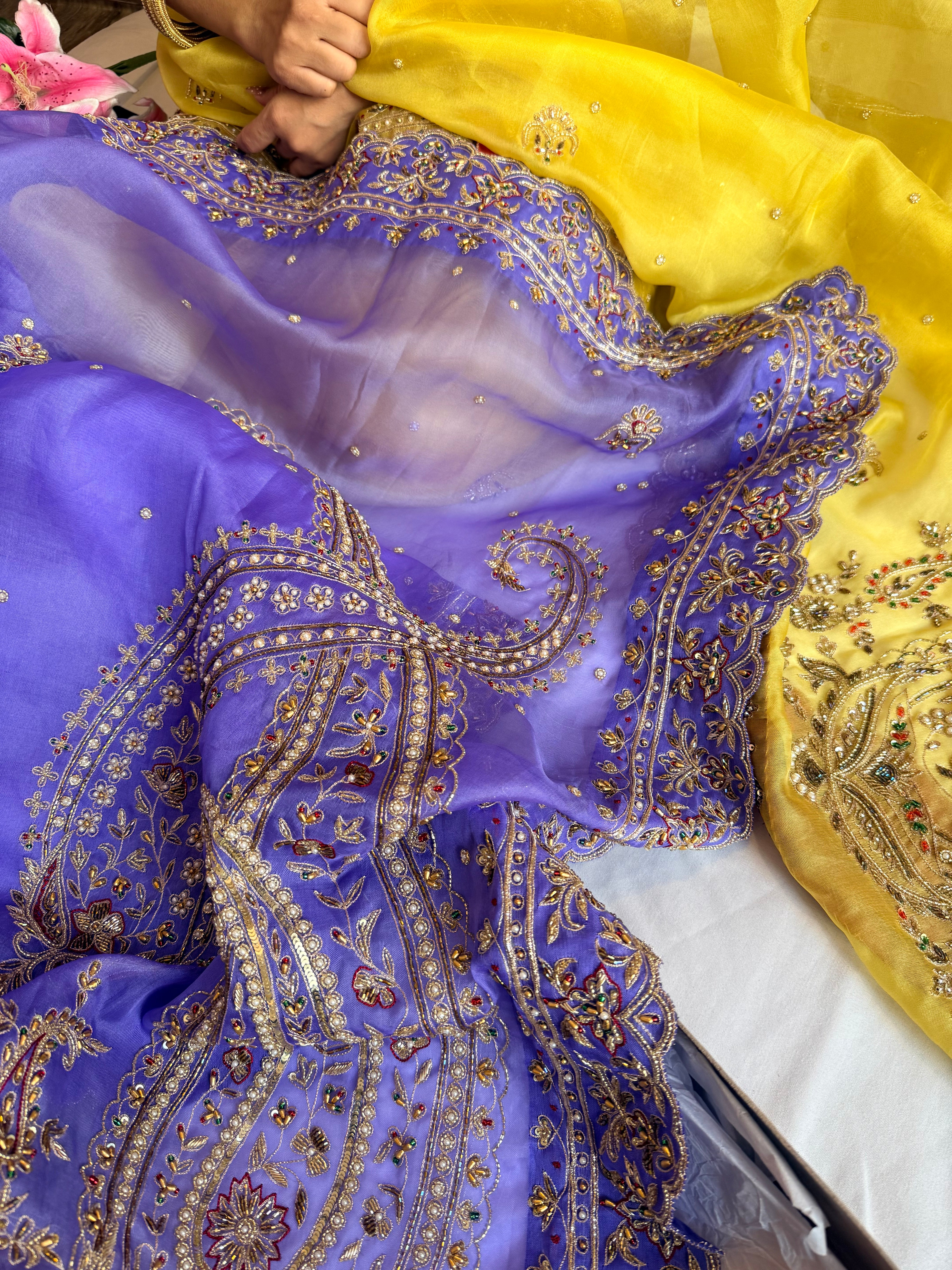 Mummy ki purani wali saree edit - Brinjal purple kora silk kadhwa hand embroidered saree