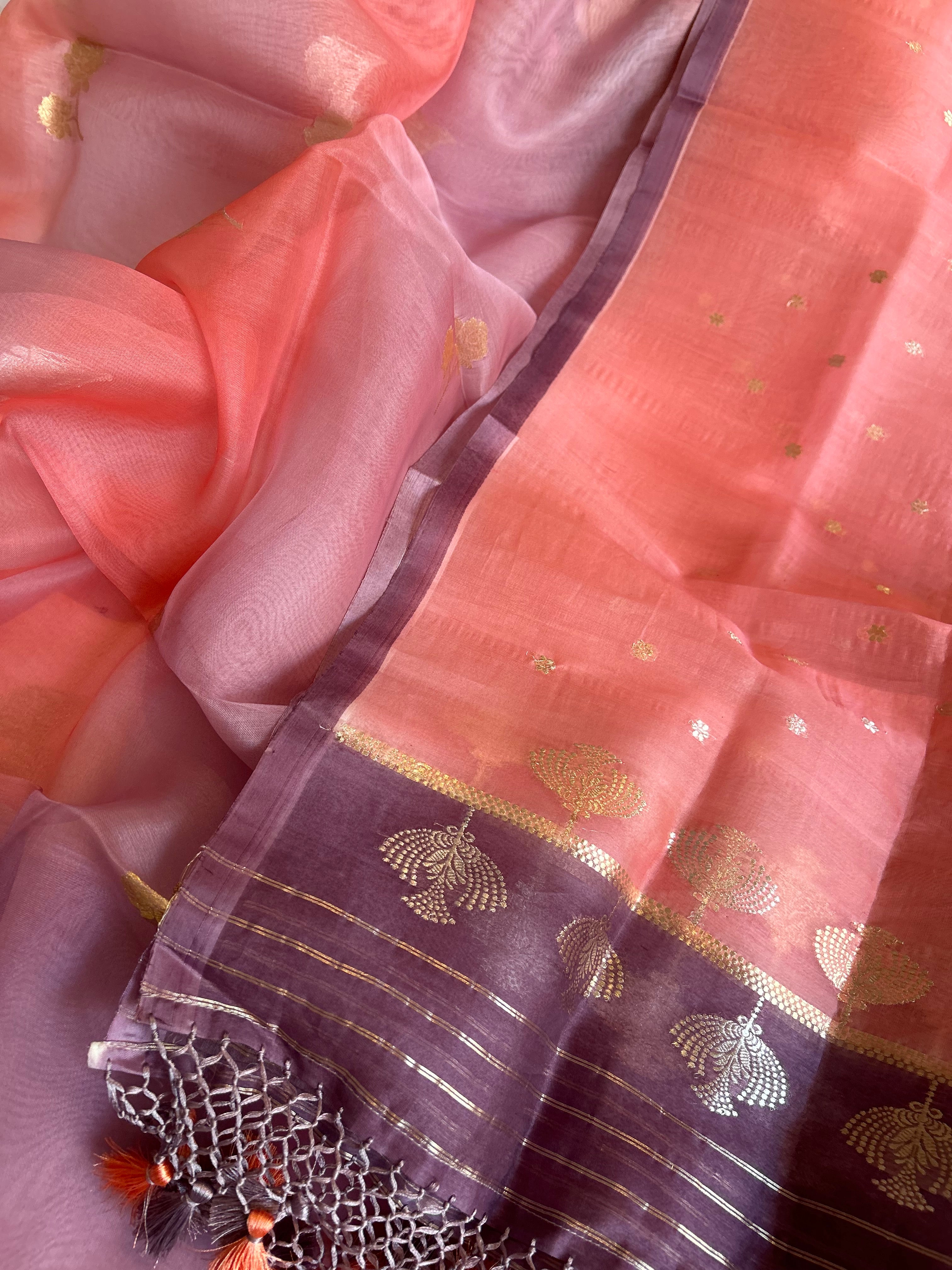 Rainbow dye banarasi kora silk kadhwa buti suit sets