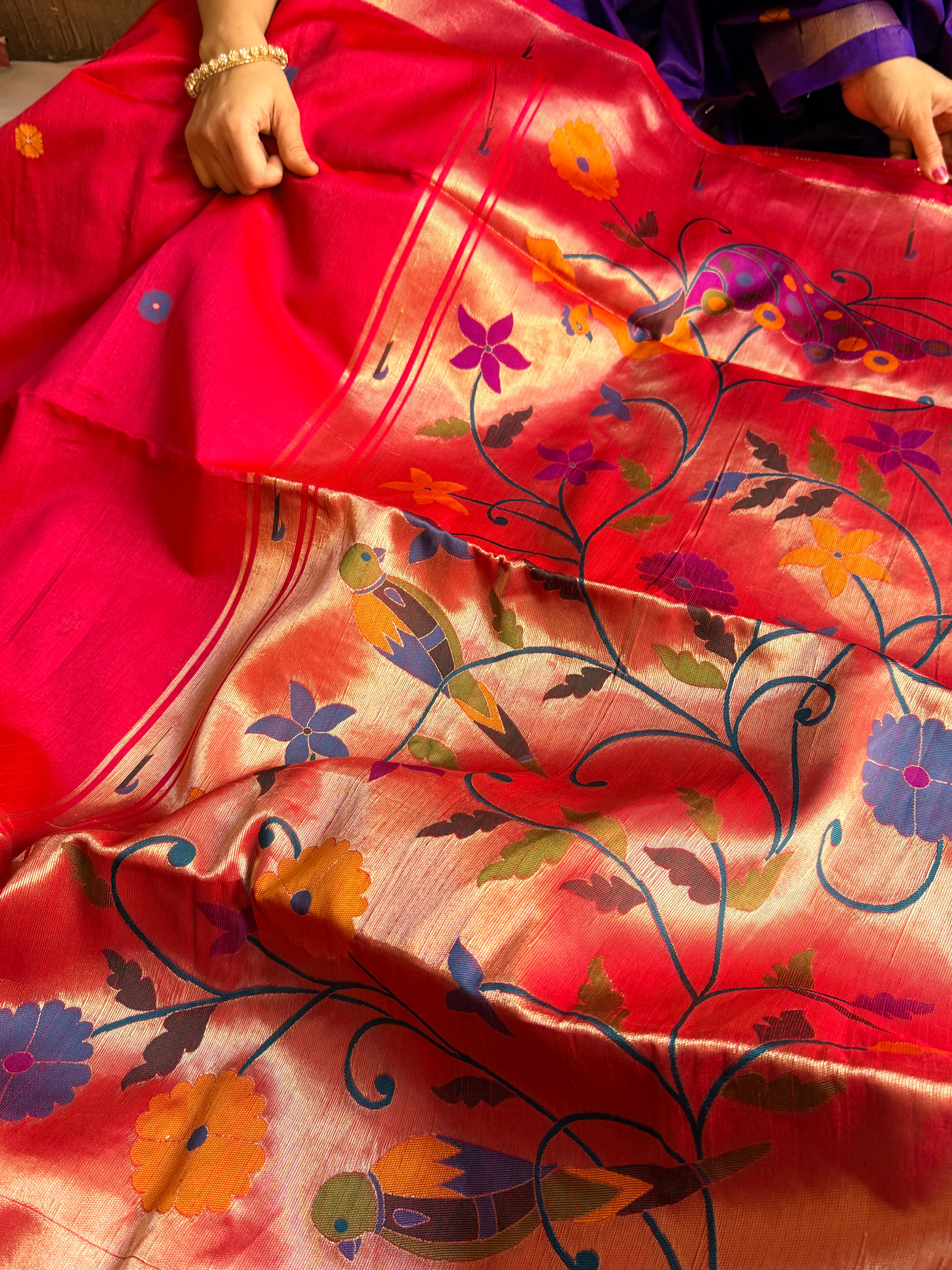 Banarasi chanderi paithani border meenakari saree