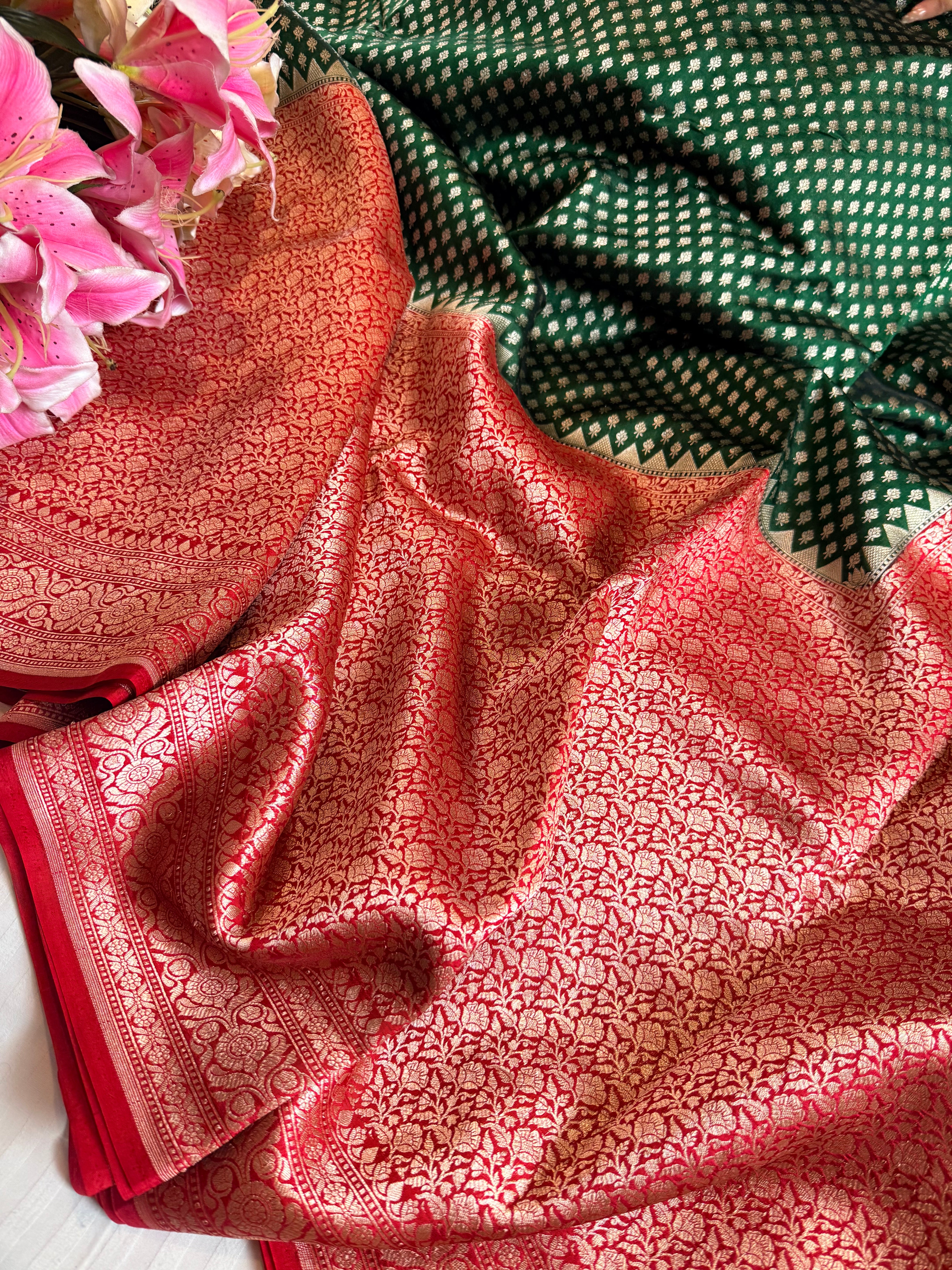 Banarasi gorgette brocade kadhwa weaving saree