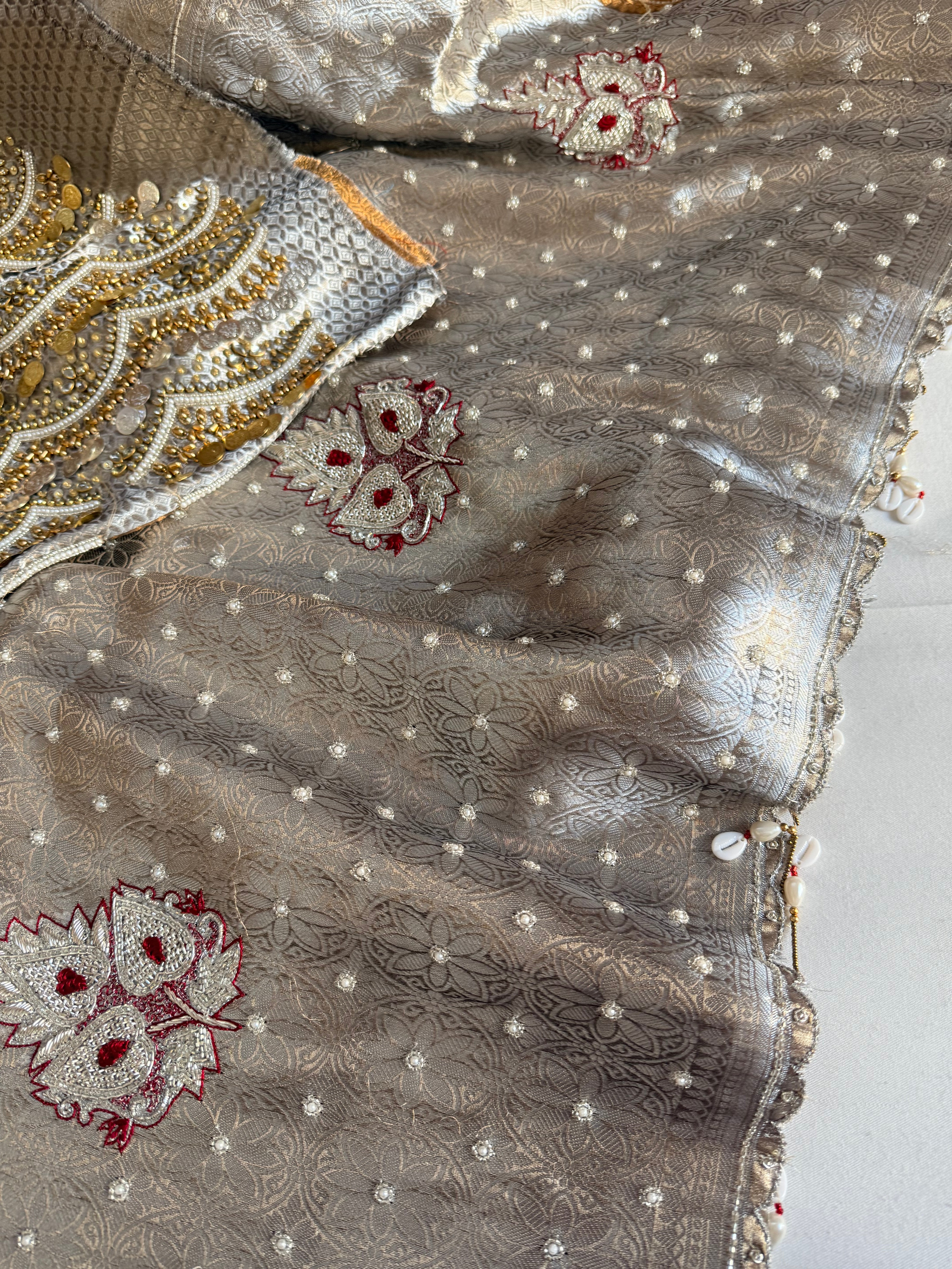 Kanjivaram brocade banarasi tissue silk sona rupa hand embroidered saree