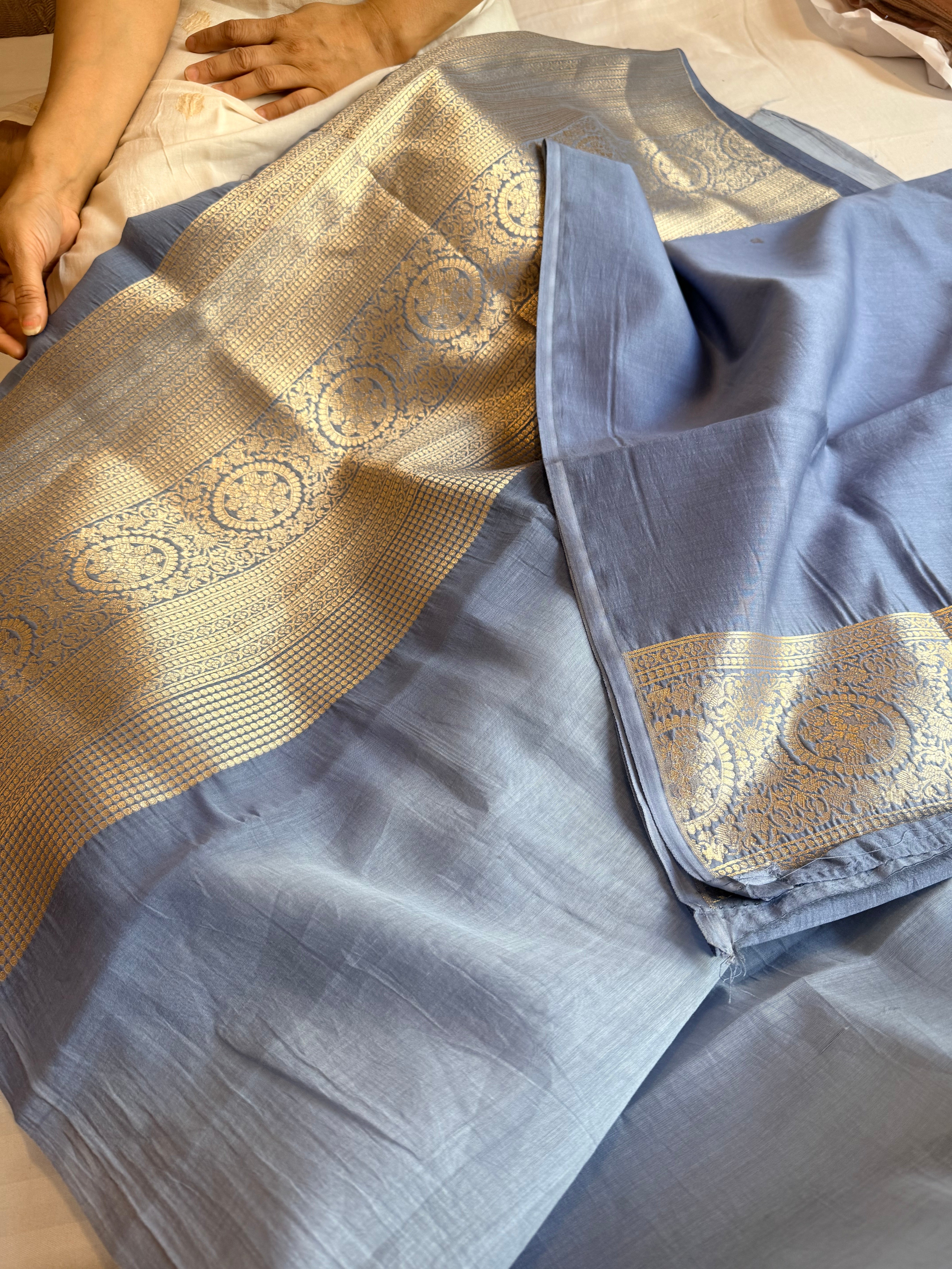 Mul cotton brocade banarasi kurta and bottom banarasi weaving co-ord set