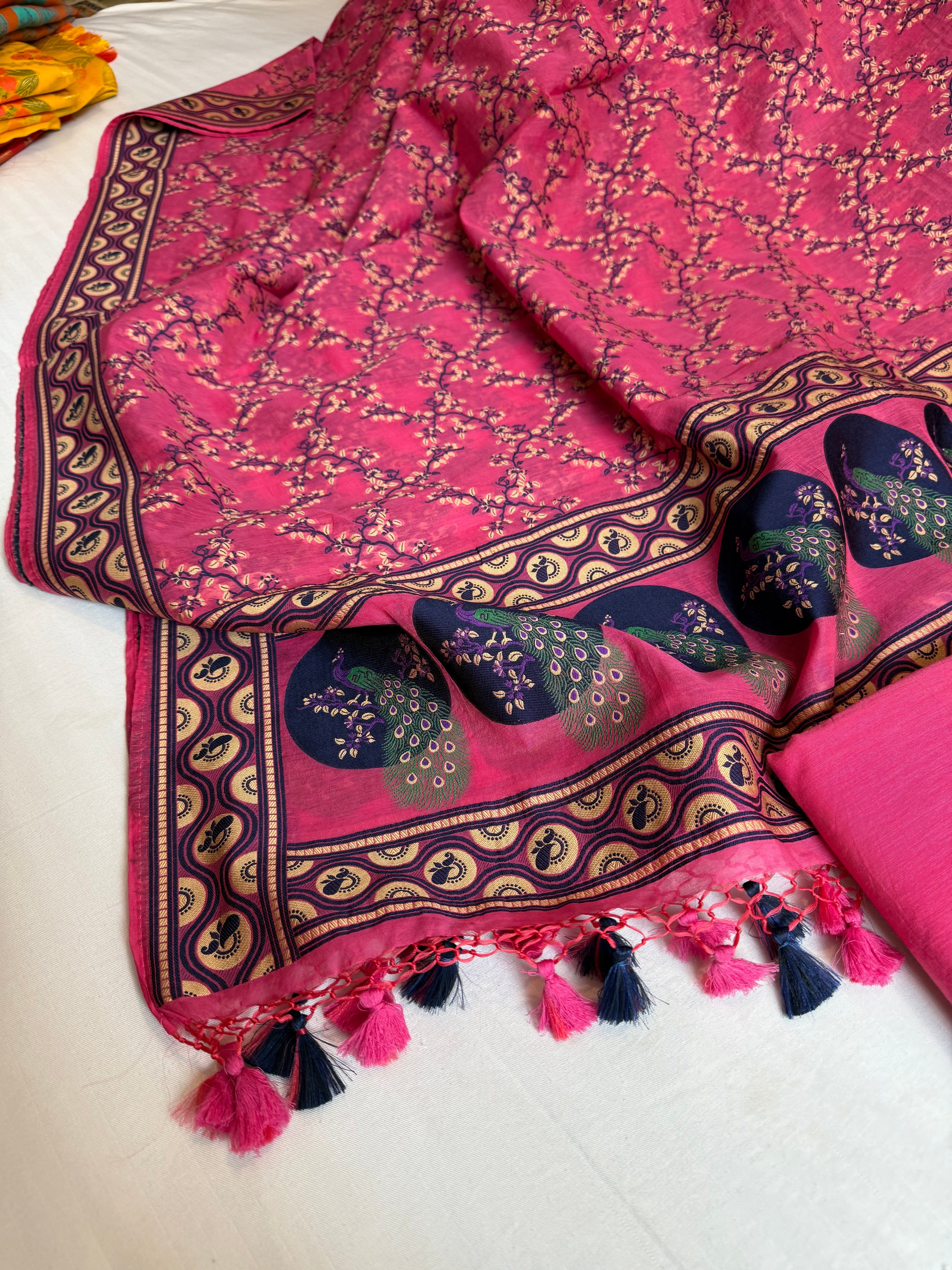 Banarasi cotton resham meenakari suit set