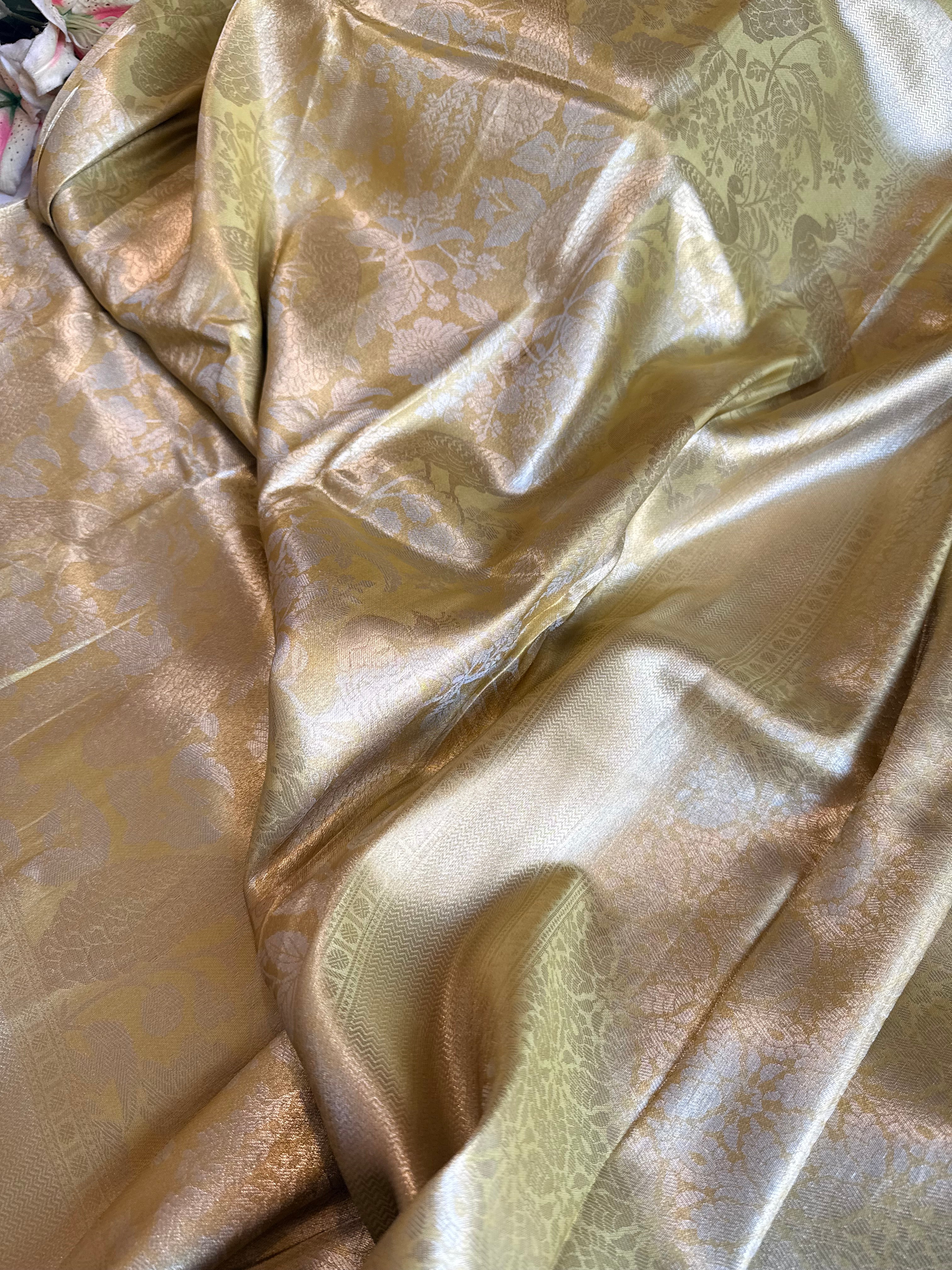 Kanjivaram inspired - Mint green tissue brocade kadhwa weaving saree