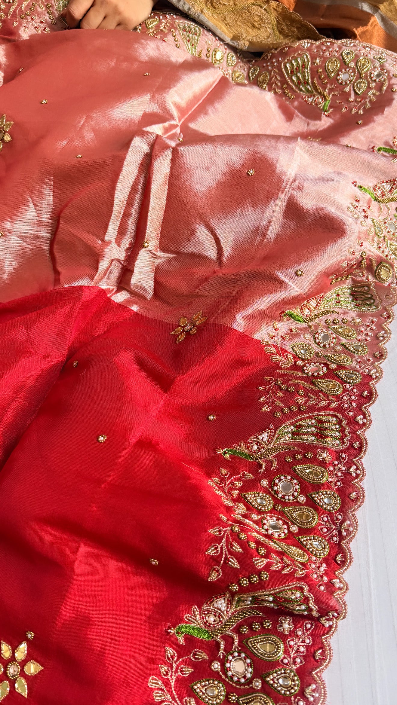 Kanjivaram banarasi tissue silk hand embroidered kadhwa saree with katan silk blouse