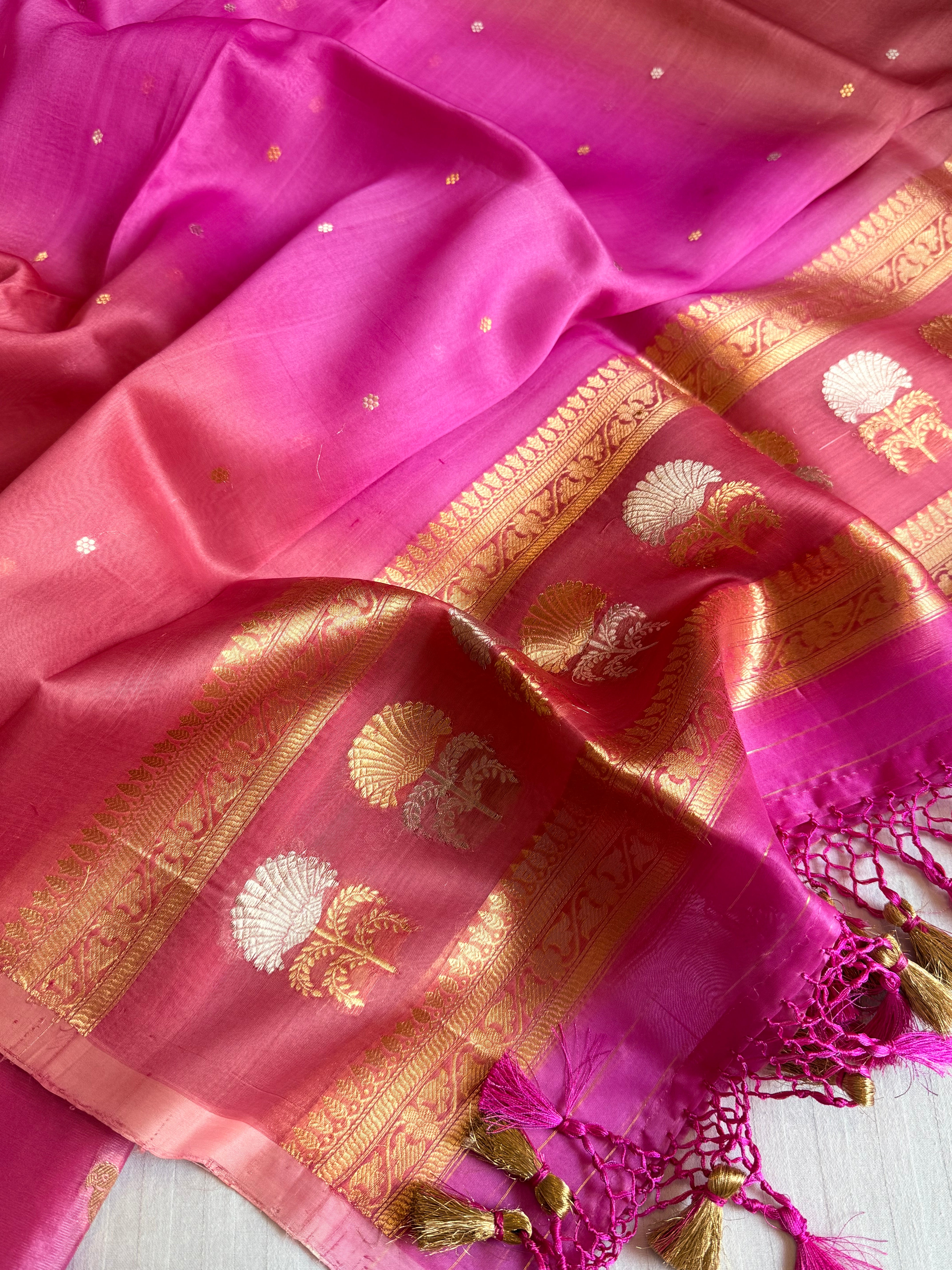 Summer suit sets - Spun chiniya silk kadhwa buti kora silk duppata suit sets