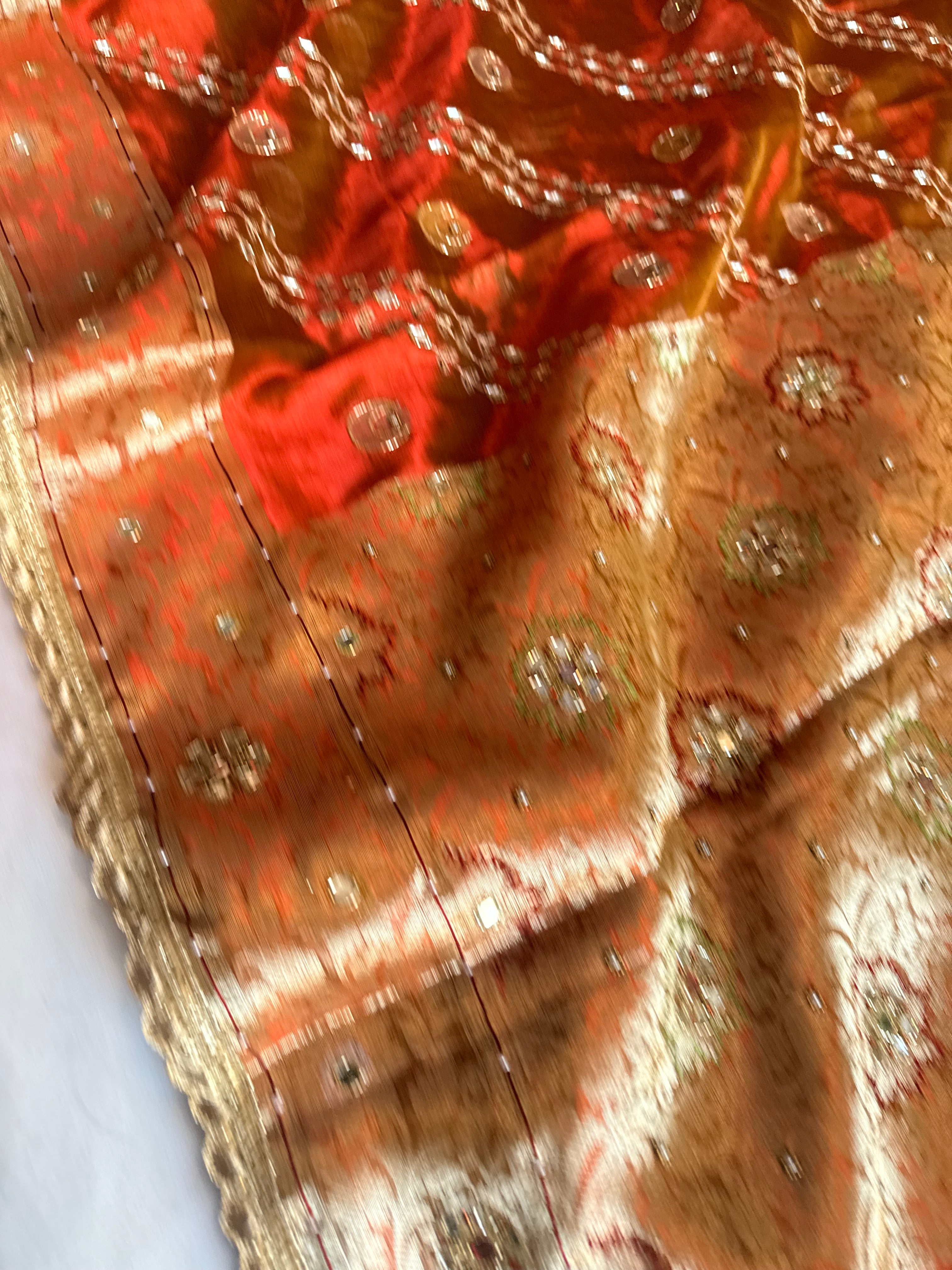 Maharani chand buta kadhwa tissue silk hand embroidered saree duppata set