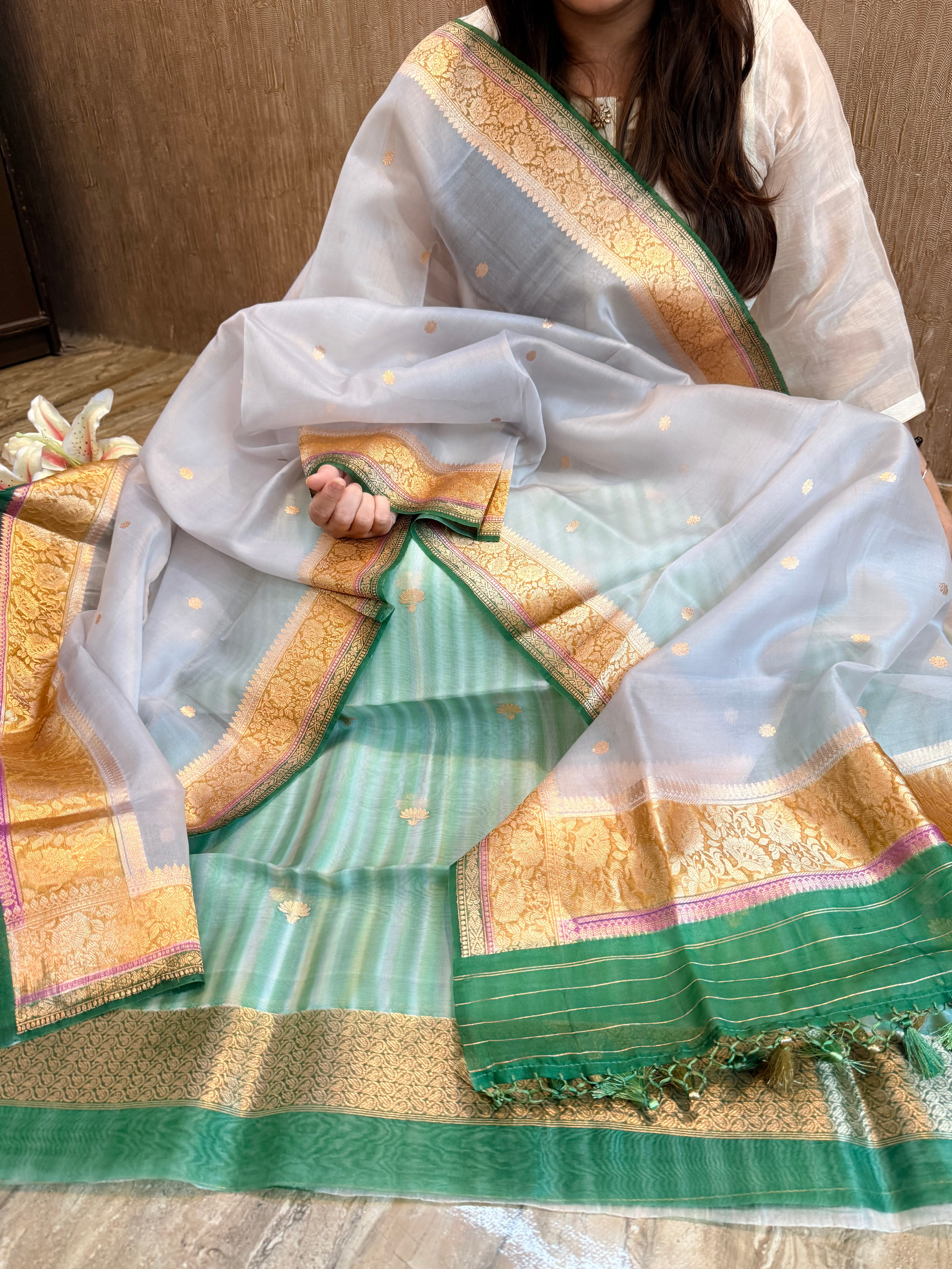 Rainbow chap dye kora silk handpainted suit sets