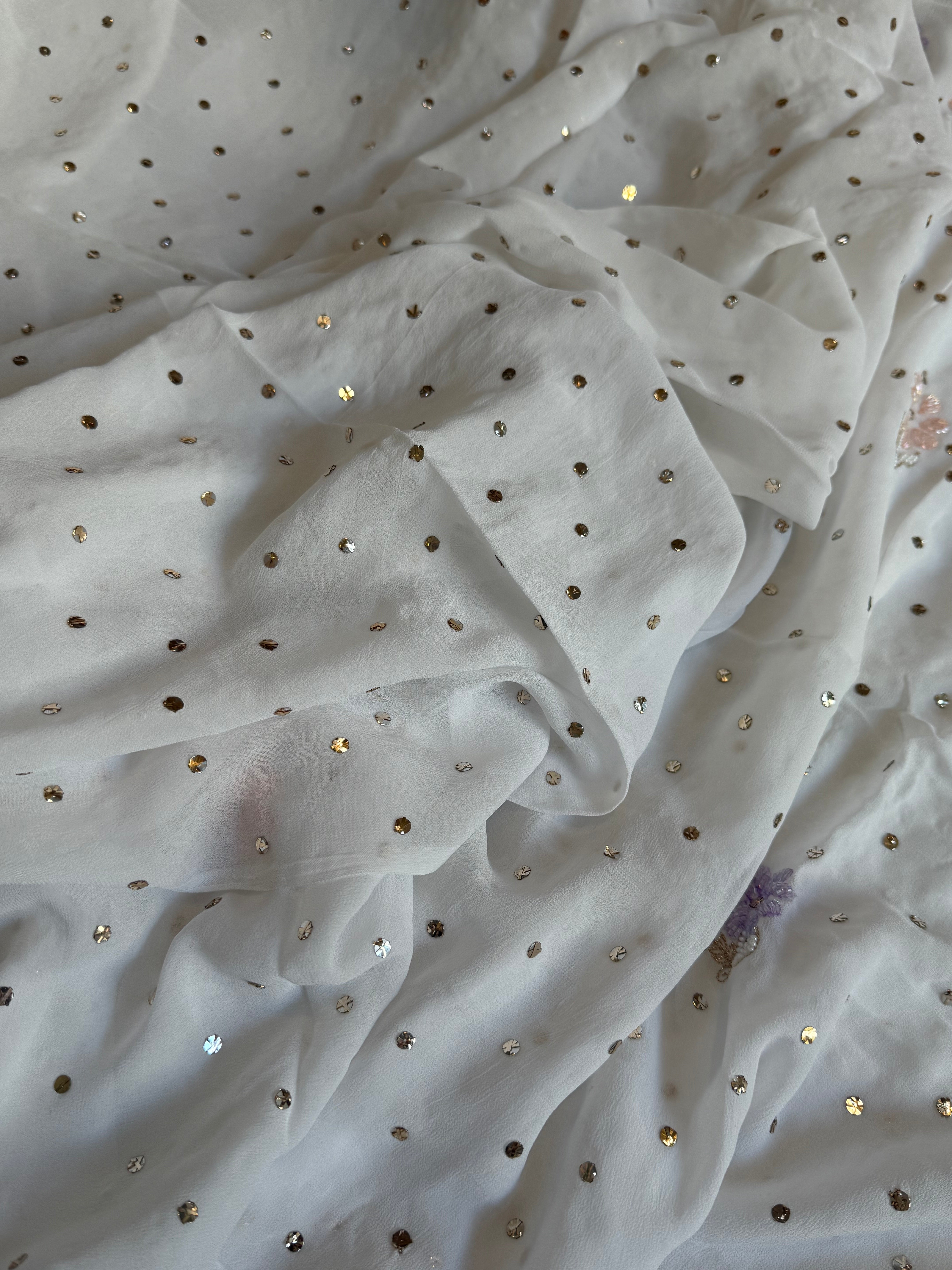Banarasi gorgette mukaish and pearlwork hand embroidered kadhwa suits