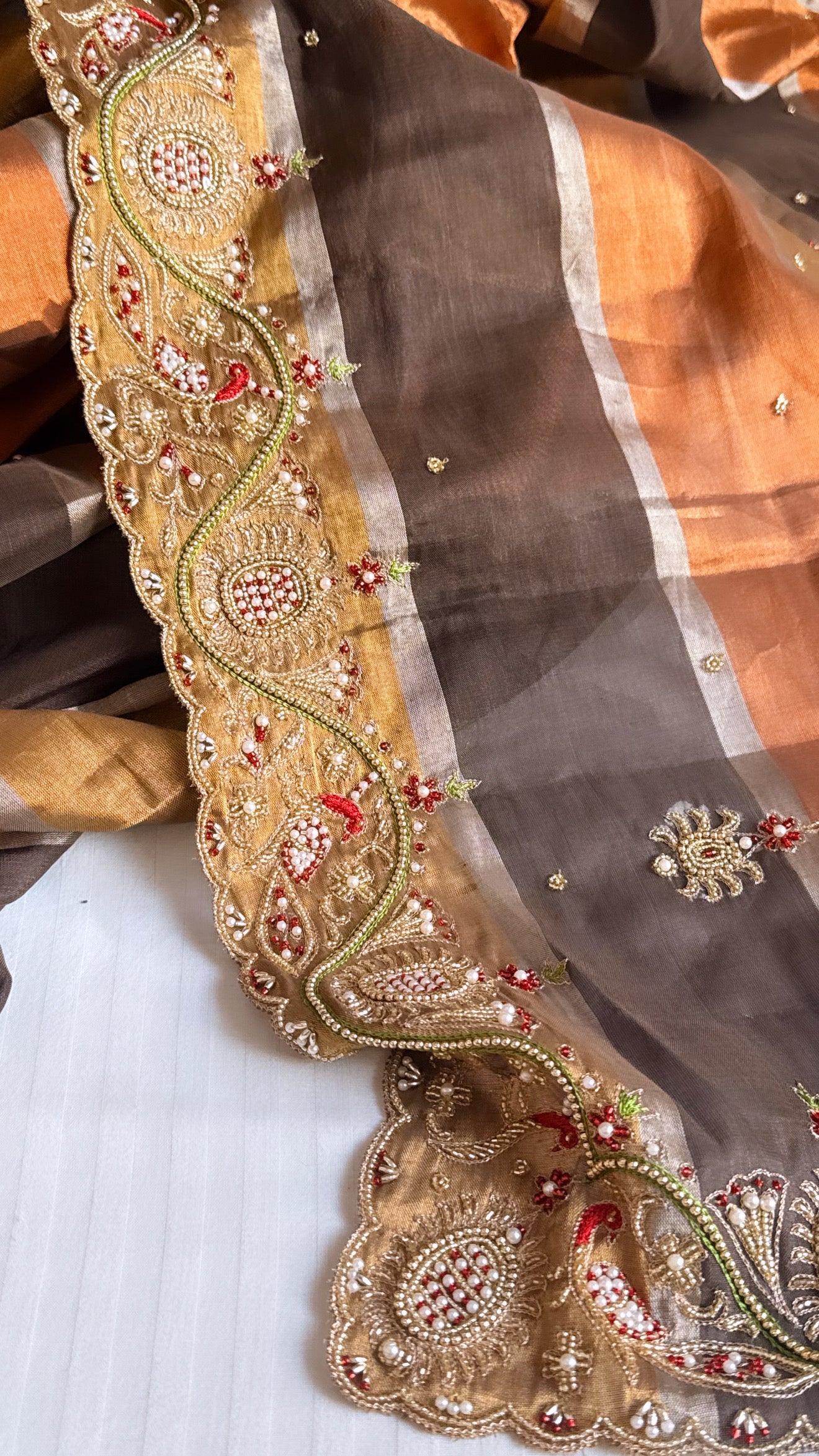 Kanjivaram banarasi tissue silk hand embroidered kadhwa saree with katan silk blouse
