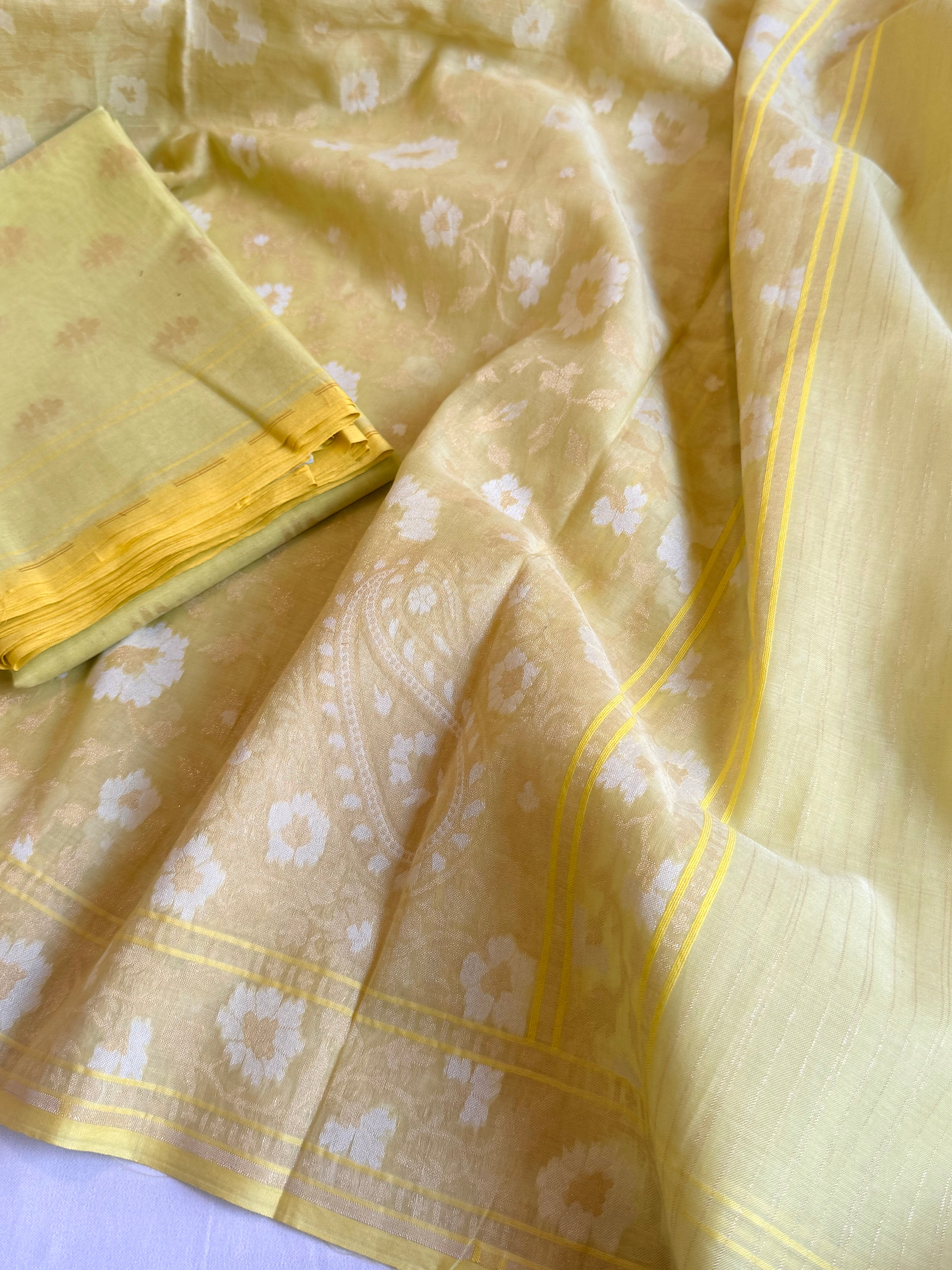 Iktara jamdani kadhwa sona rupa weaving banarasi mul cotton suit set