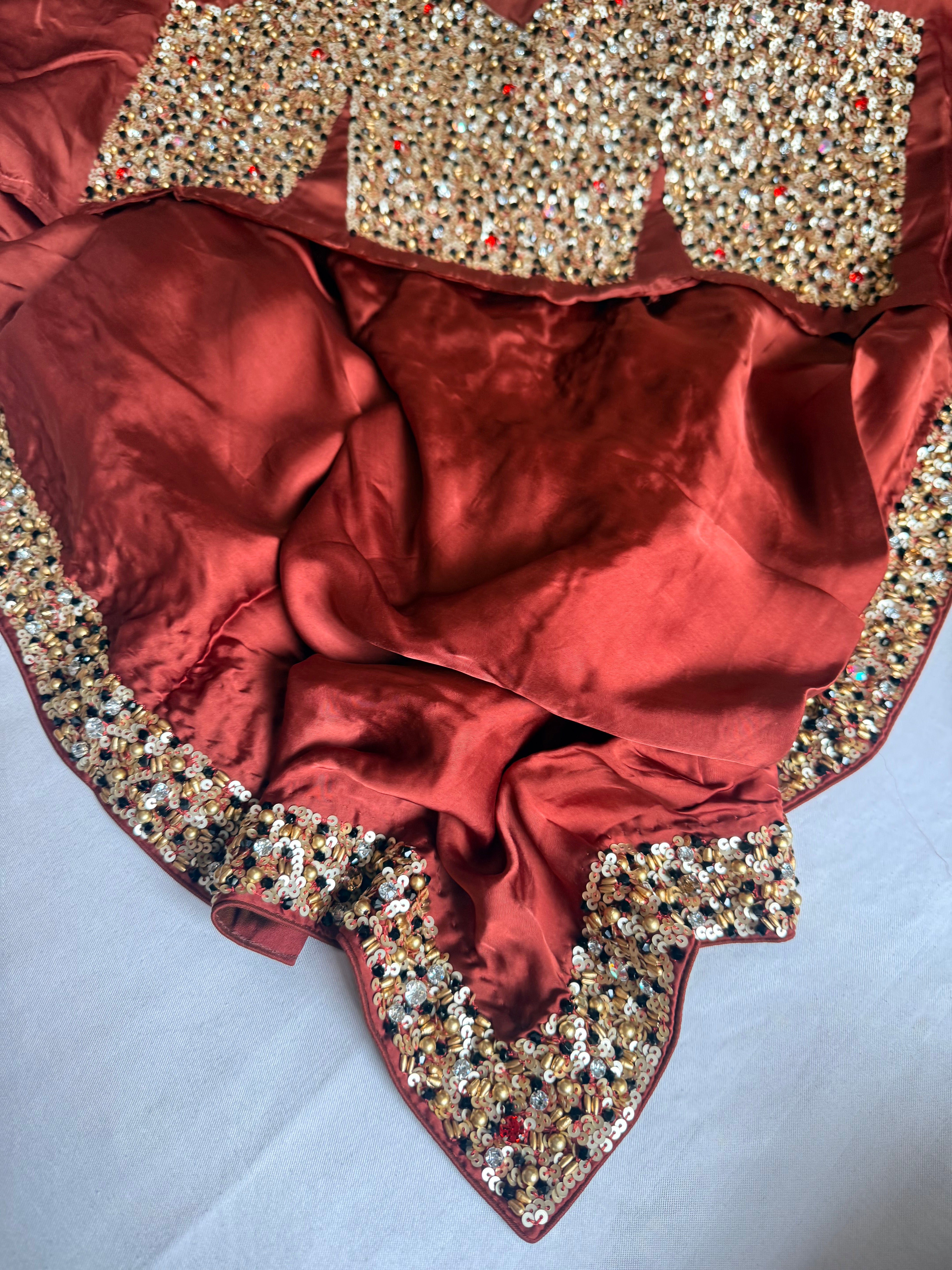 Mashru banarasi satin-sequin work hand embroidered cocktail edit saree