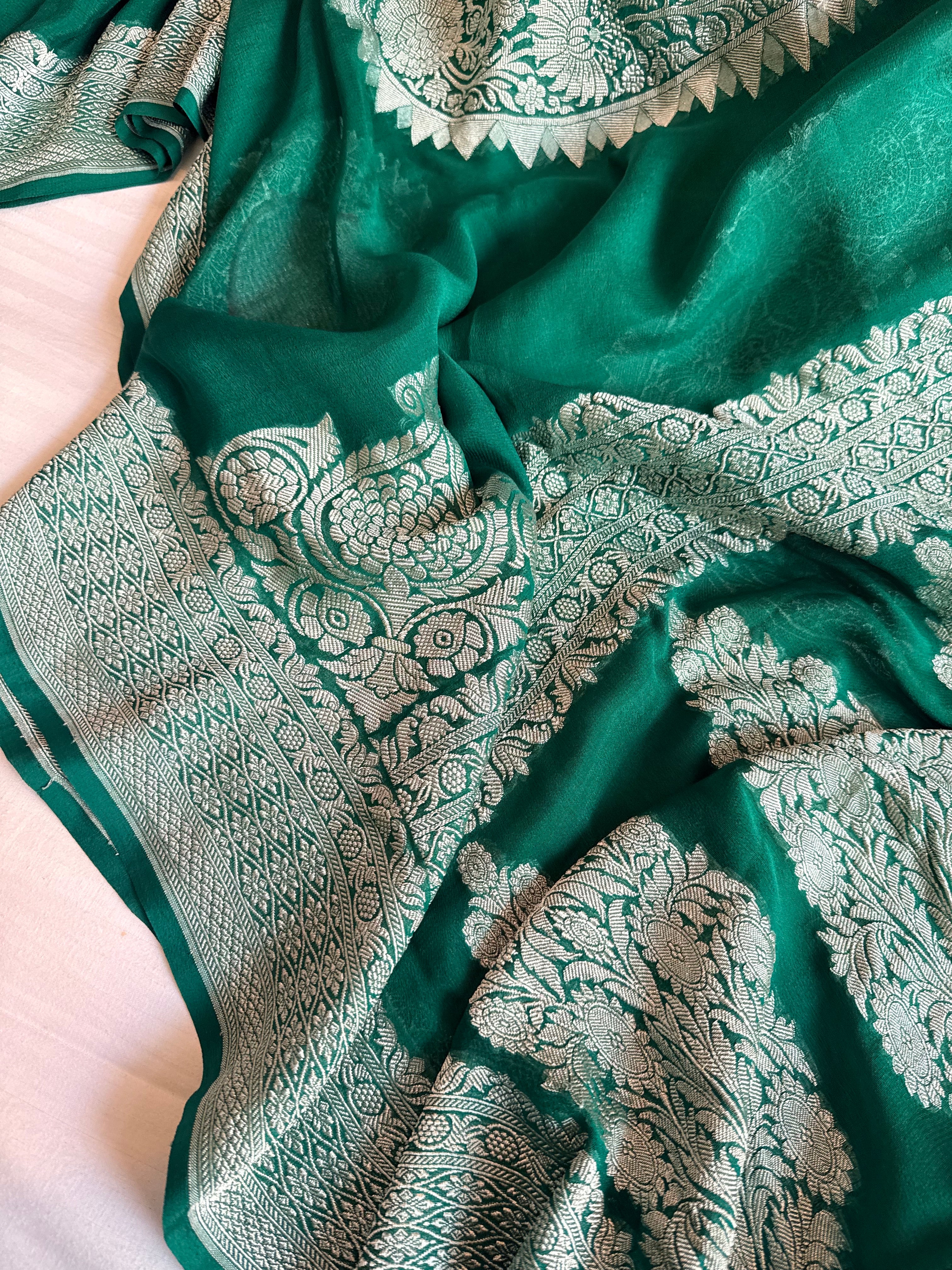 Fusion edit - Banarasi gorgette velvet meenakari kadhwa saree