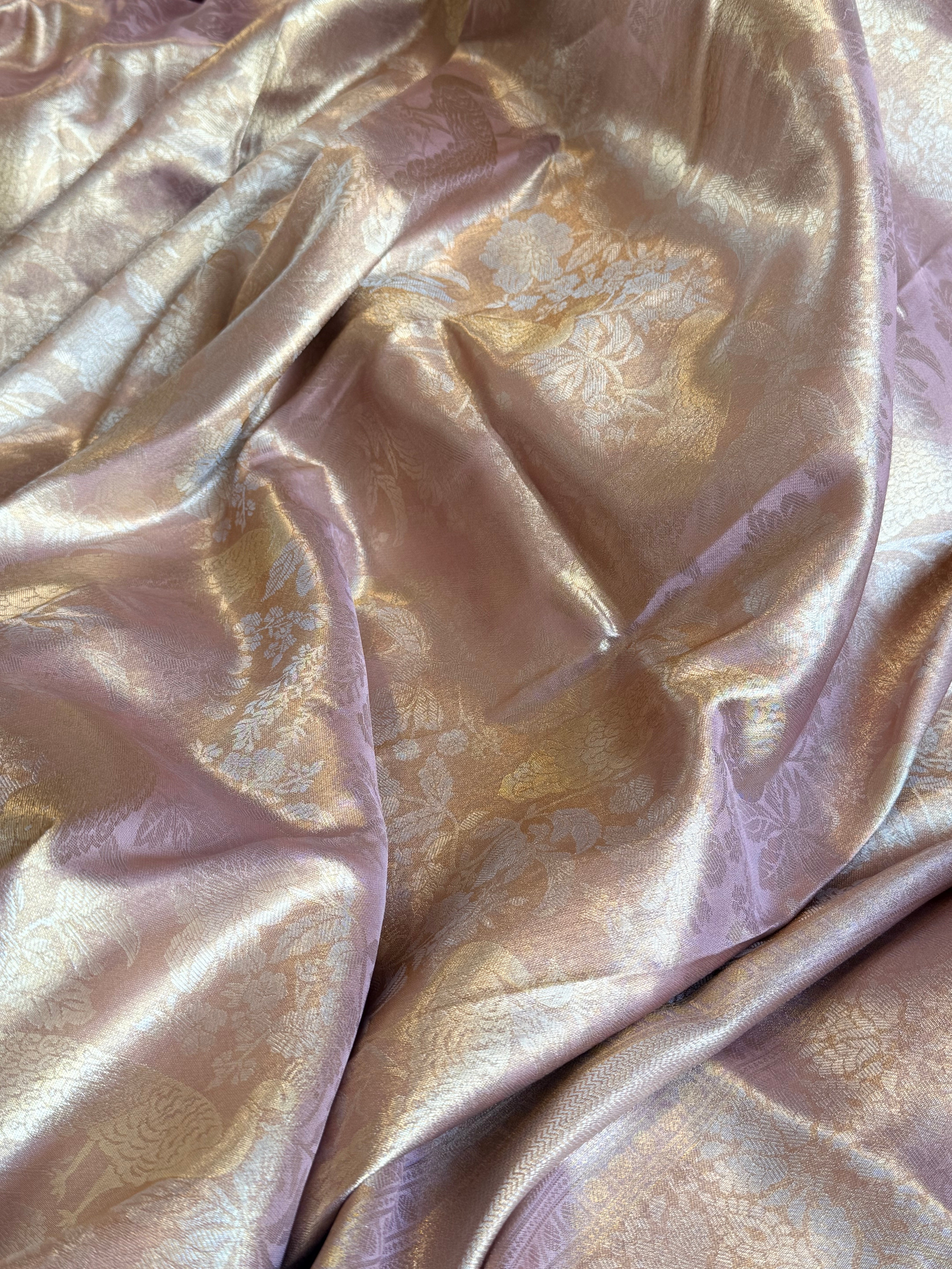 Kanjivaram inspired - Blush pink tissue brocade kadhwa weaving saree