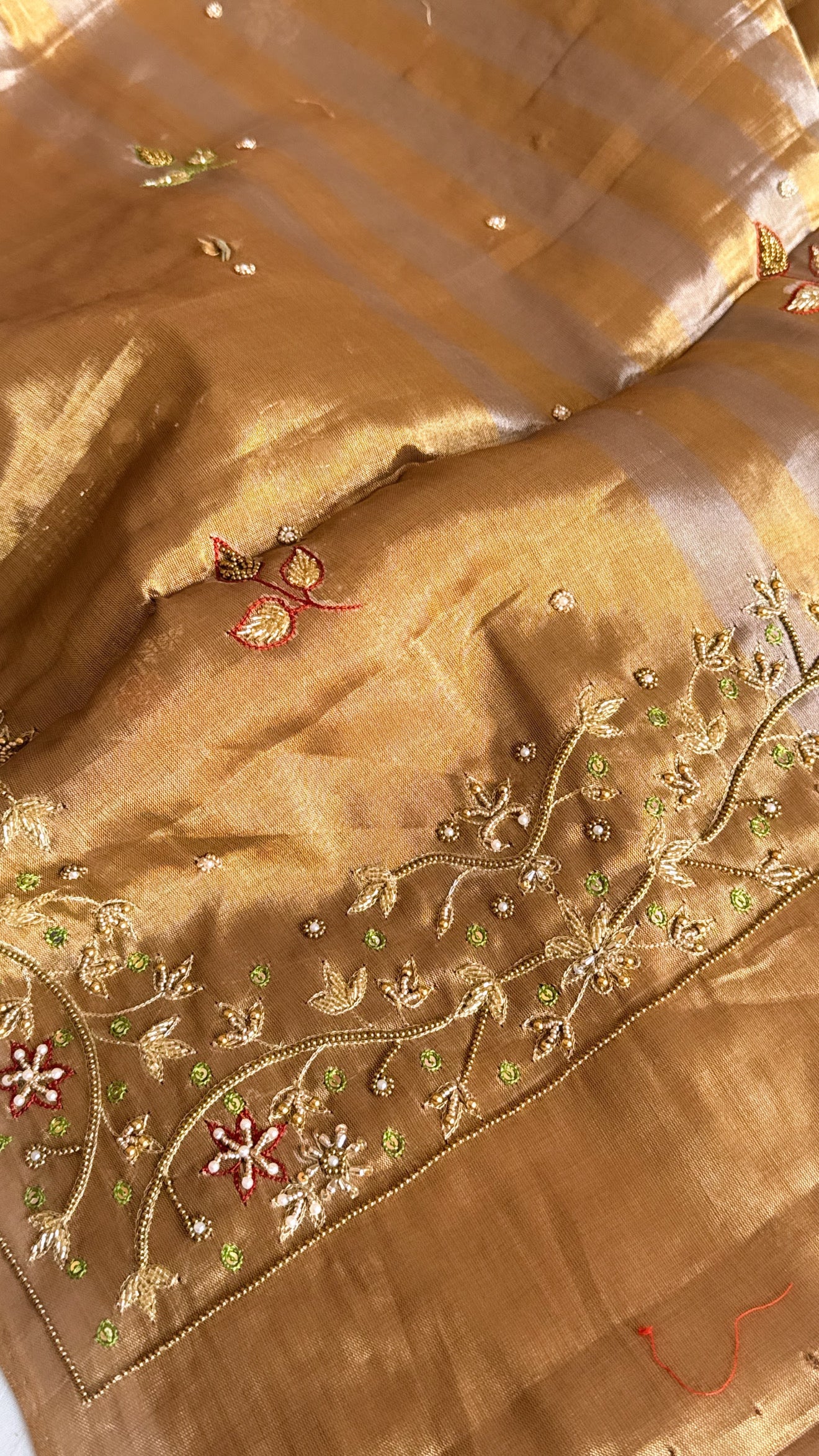 Kanjivaram banarasi tissue silk hand embroidered kadhwa saree with katan silk blouse
