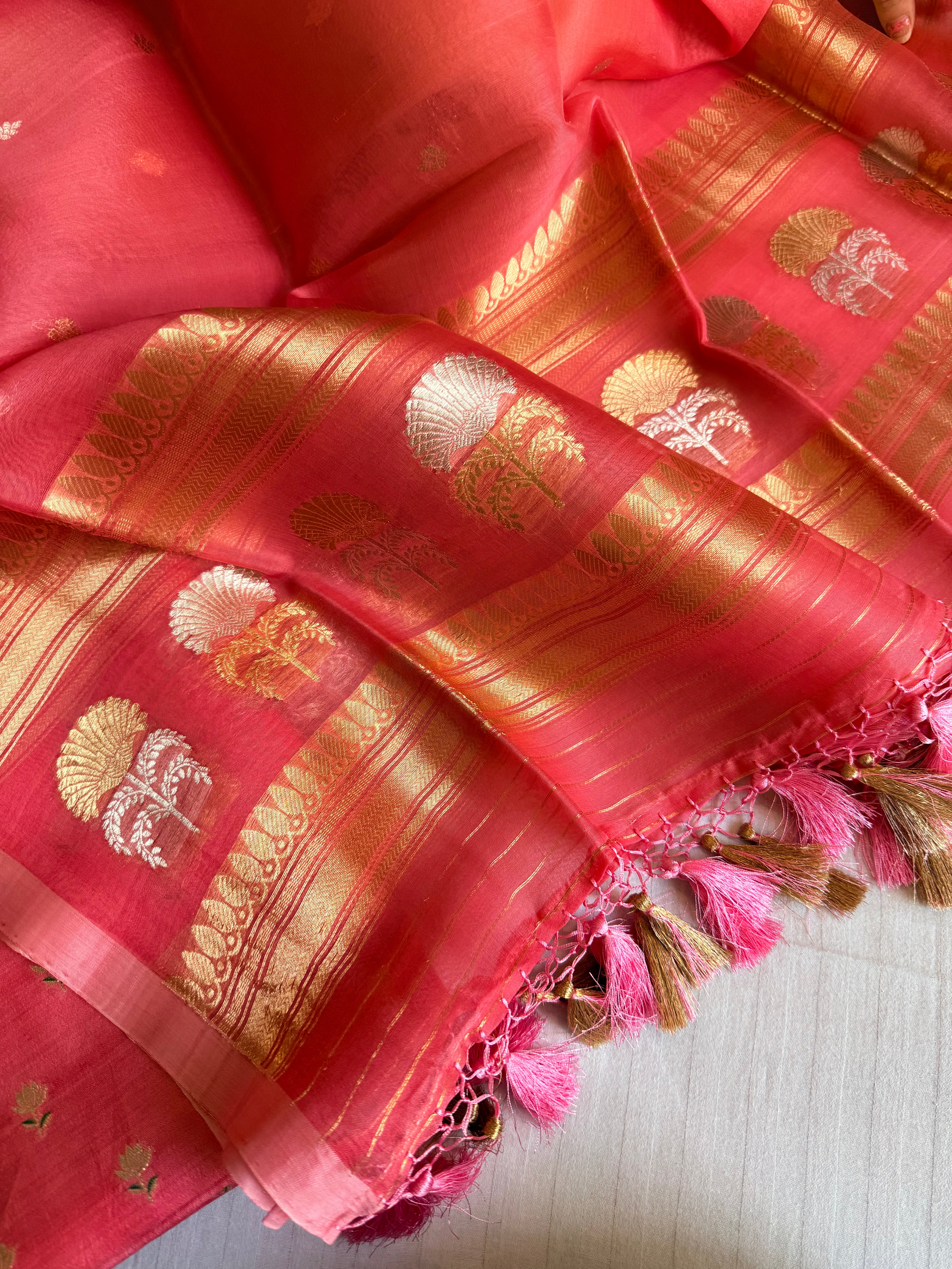 Summer suit sets - Spun chiniya silk kadhwa buti kora silk duppata suit sets
