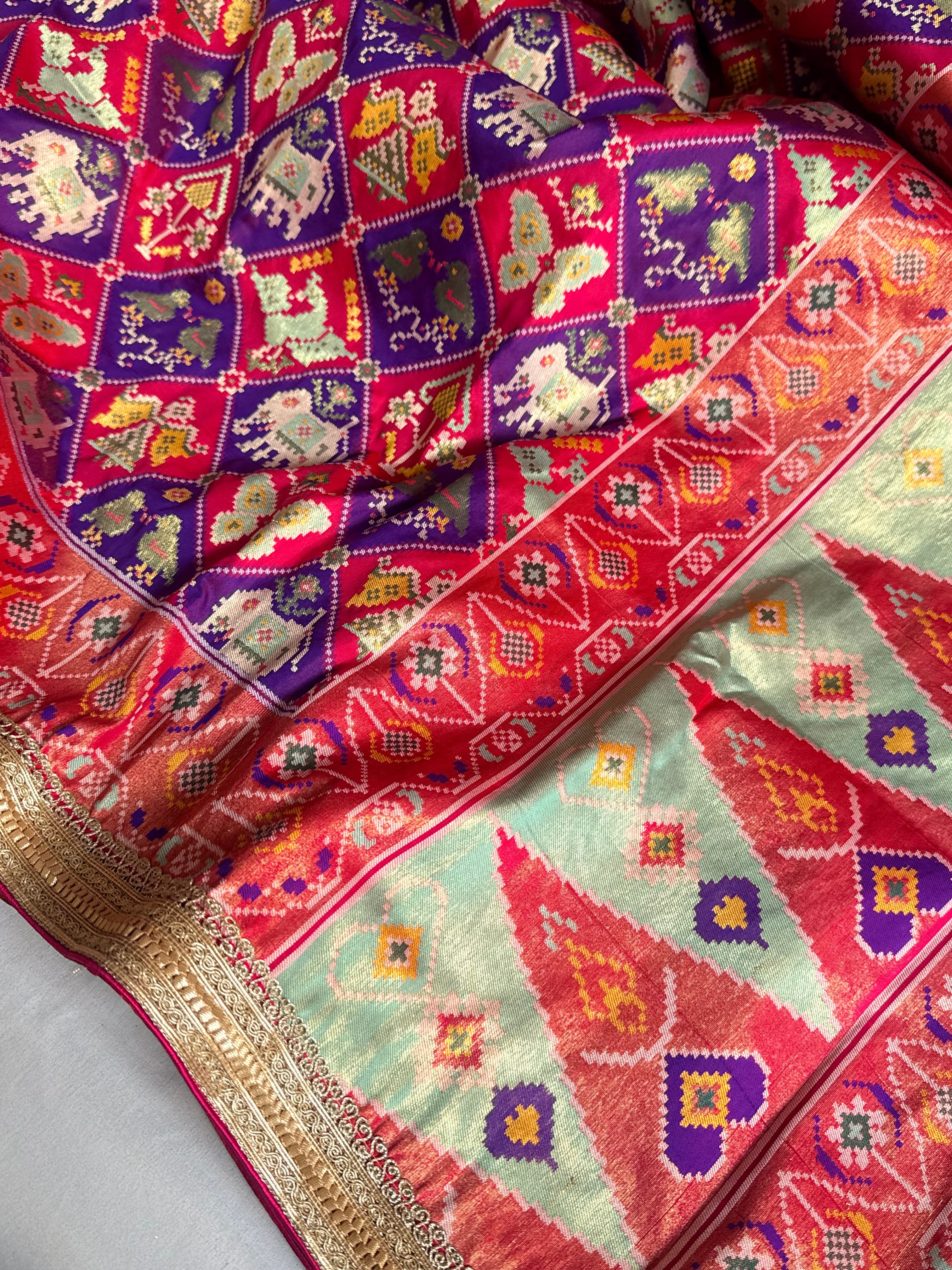 Banarasi patola weaving silk meenakari weaving saree
