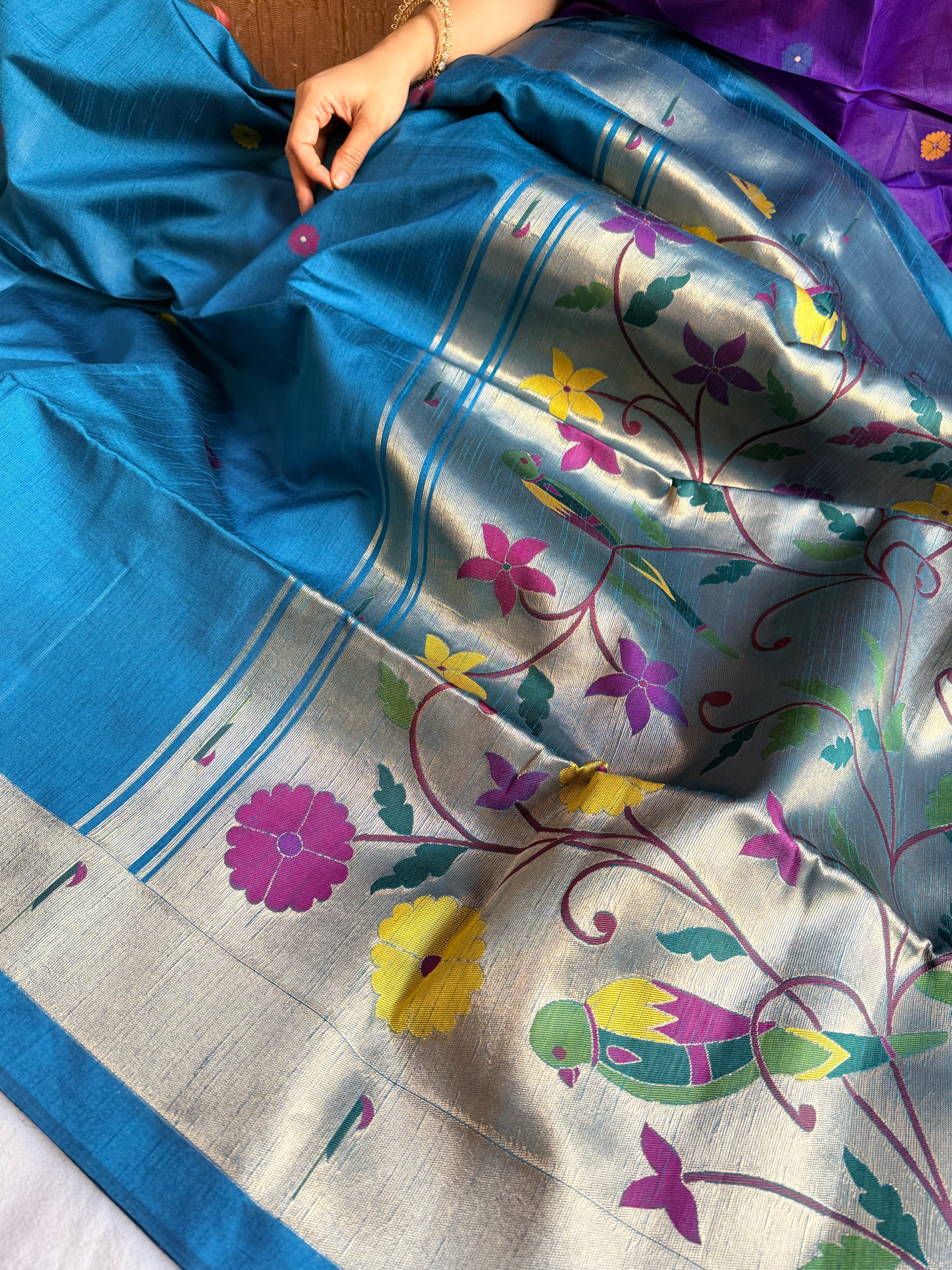 Banarasi chanderi paithani border meenakari saree