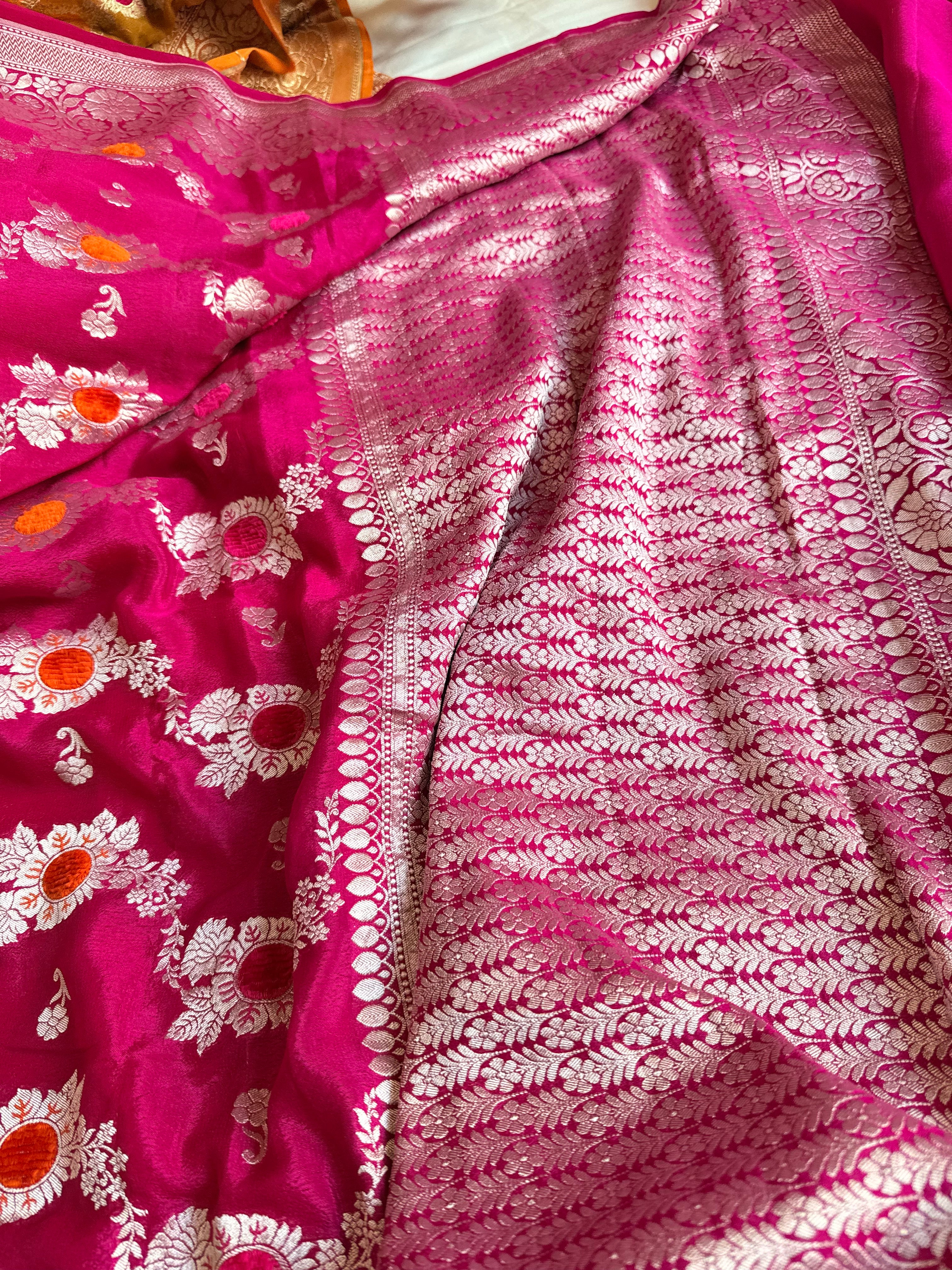Fusion edit - Banarasi gorgette velvet meenakari kadhwa saree