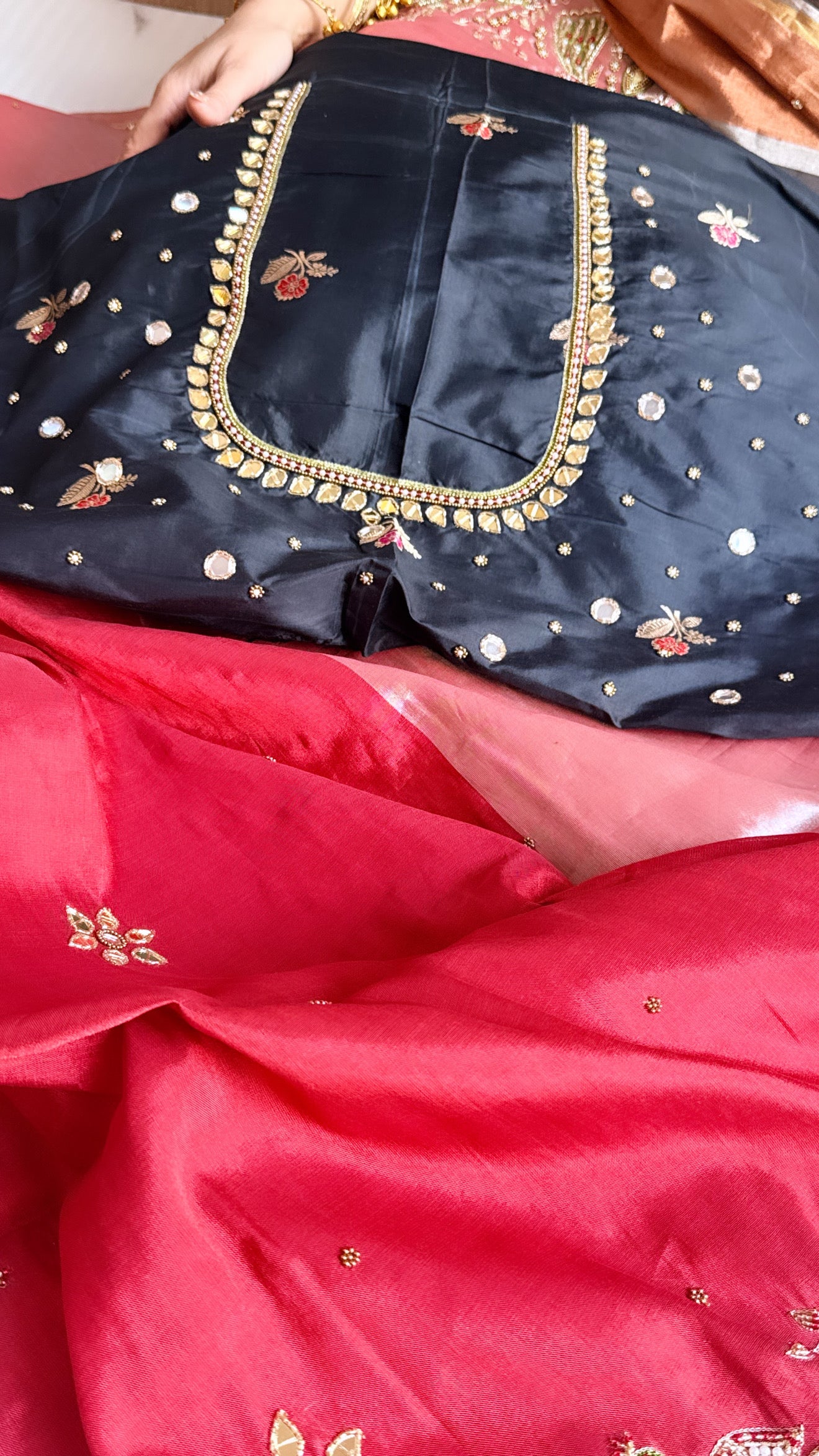 Kanjivaram banarasi tissue silk hand embroidered kadhwa saree with katan silk blouse