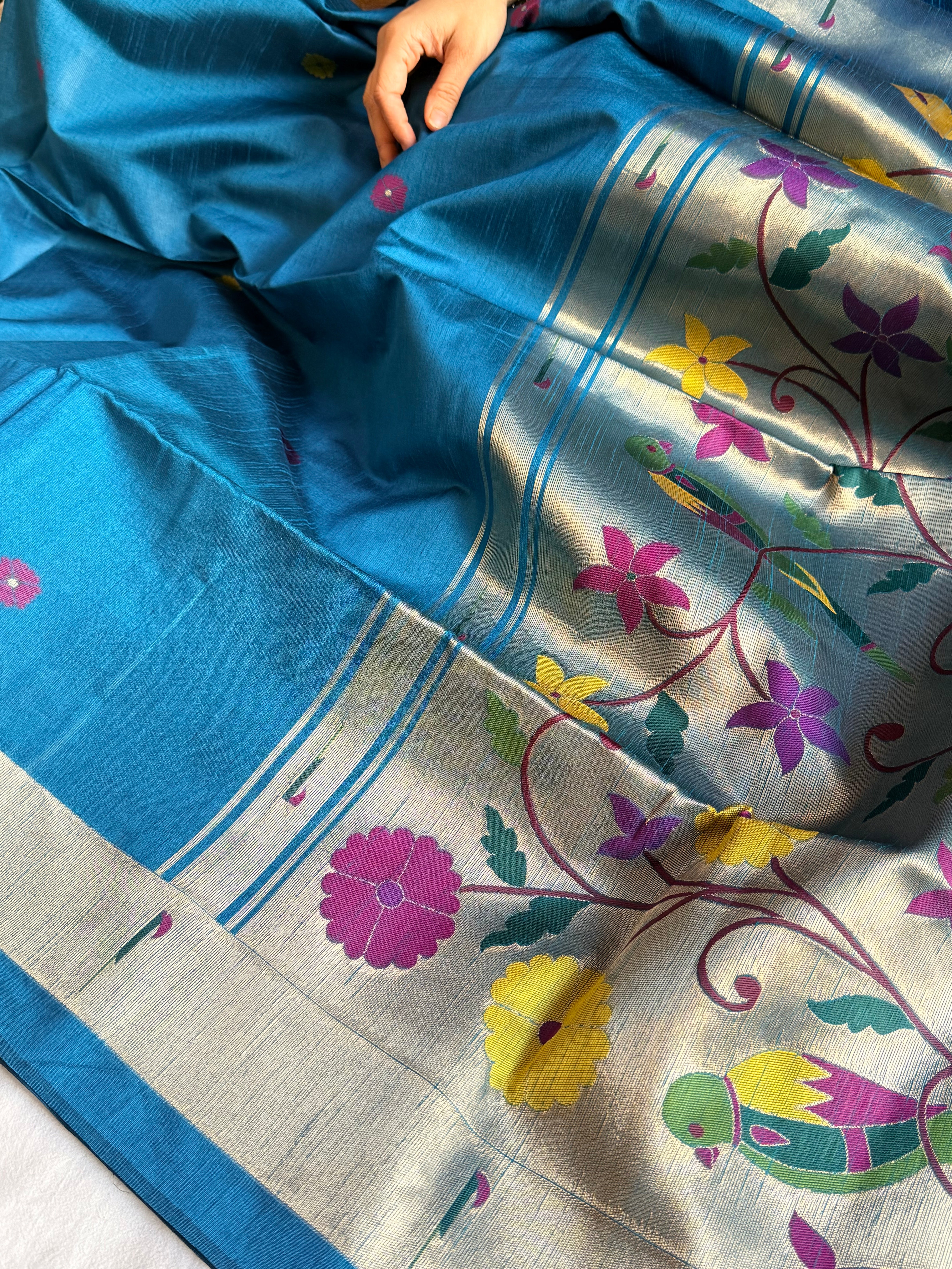 Banarasi chanderi paithani border meenakari saree