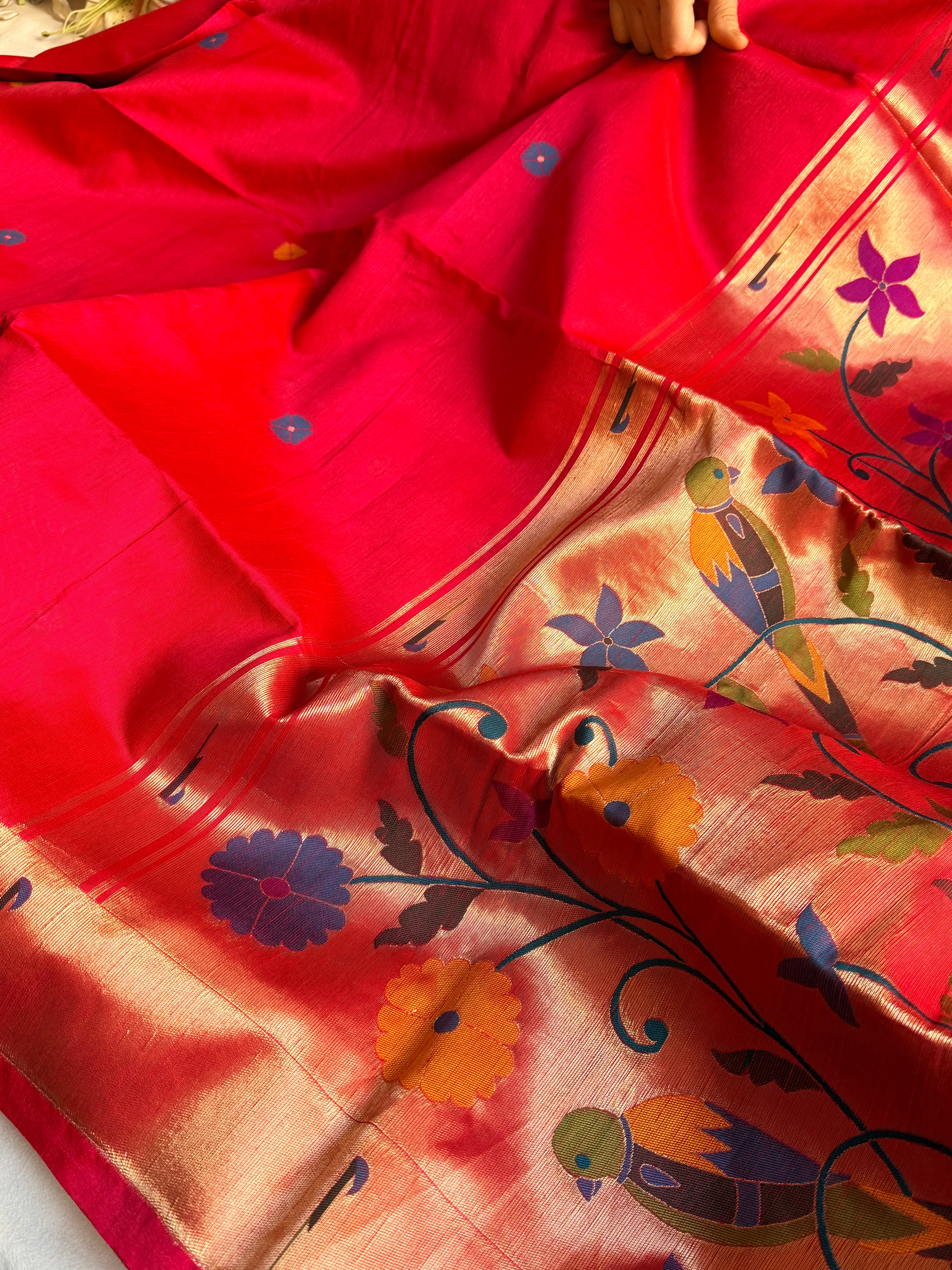 Banarasi chanderi paithani border meenakari saree
