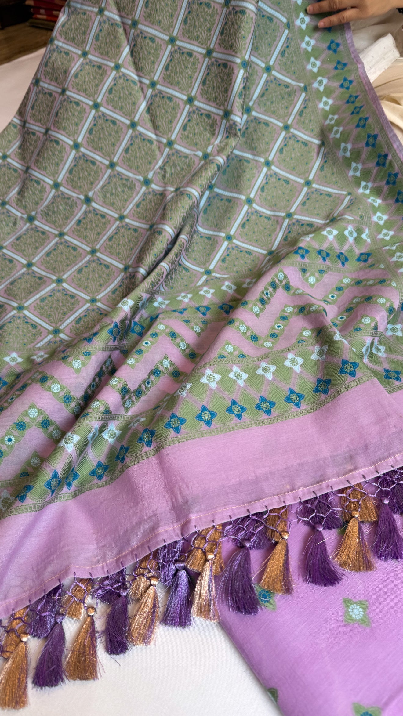 Banarasi cotton resham meenakari suit set