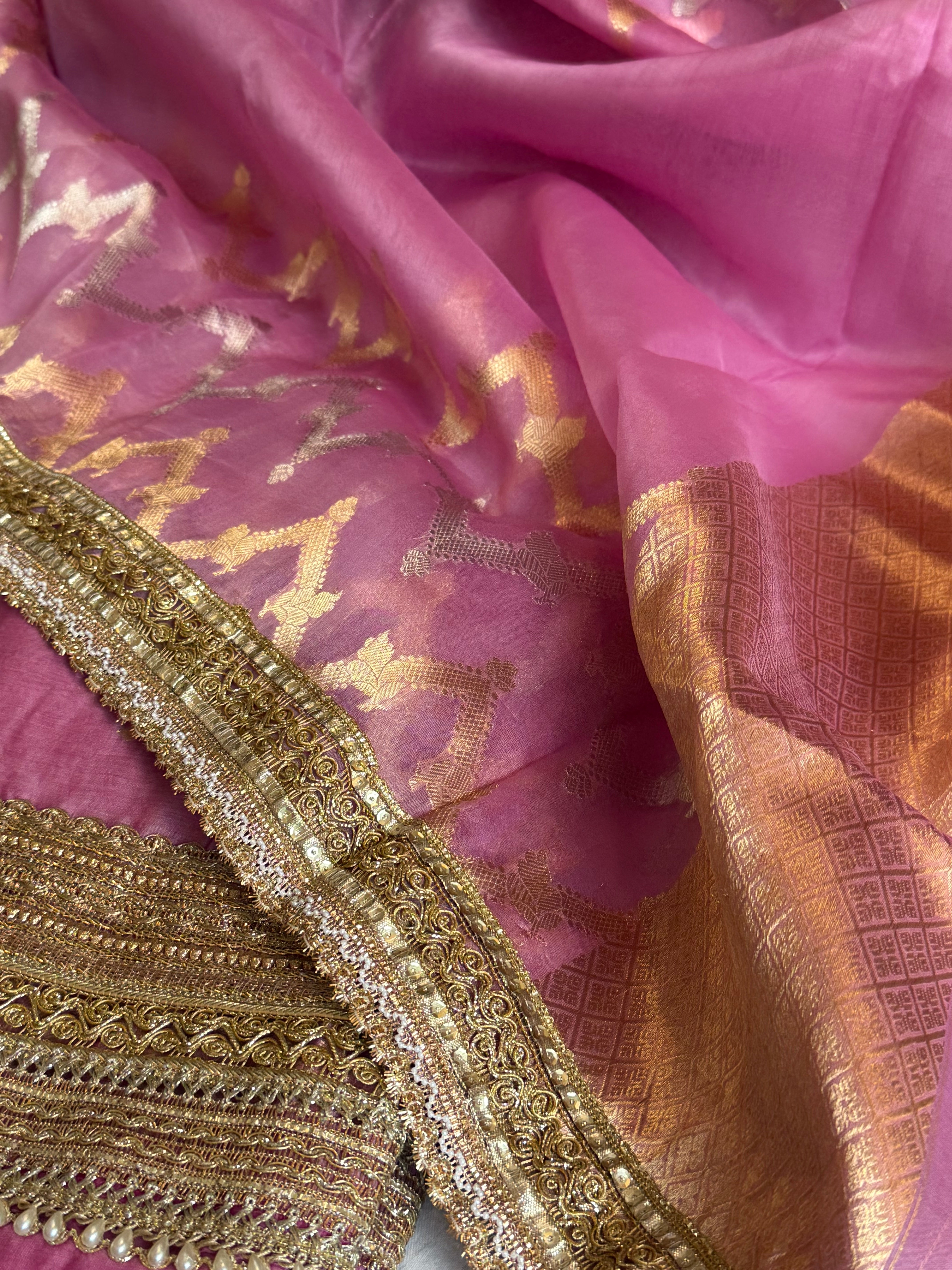Banarasi kora silk kadhwa buti gotapatti suit set