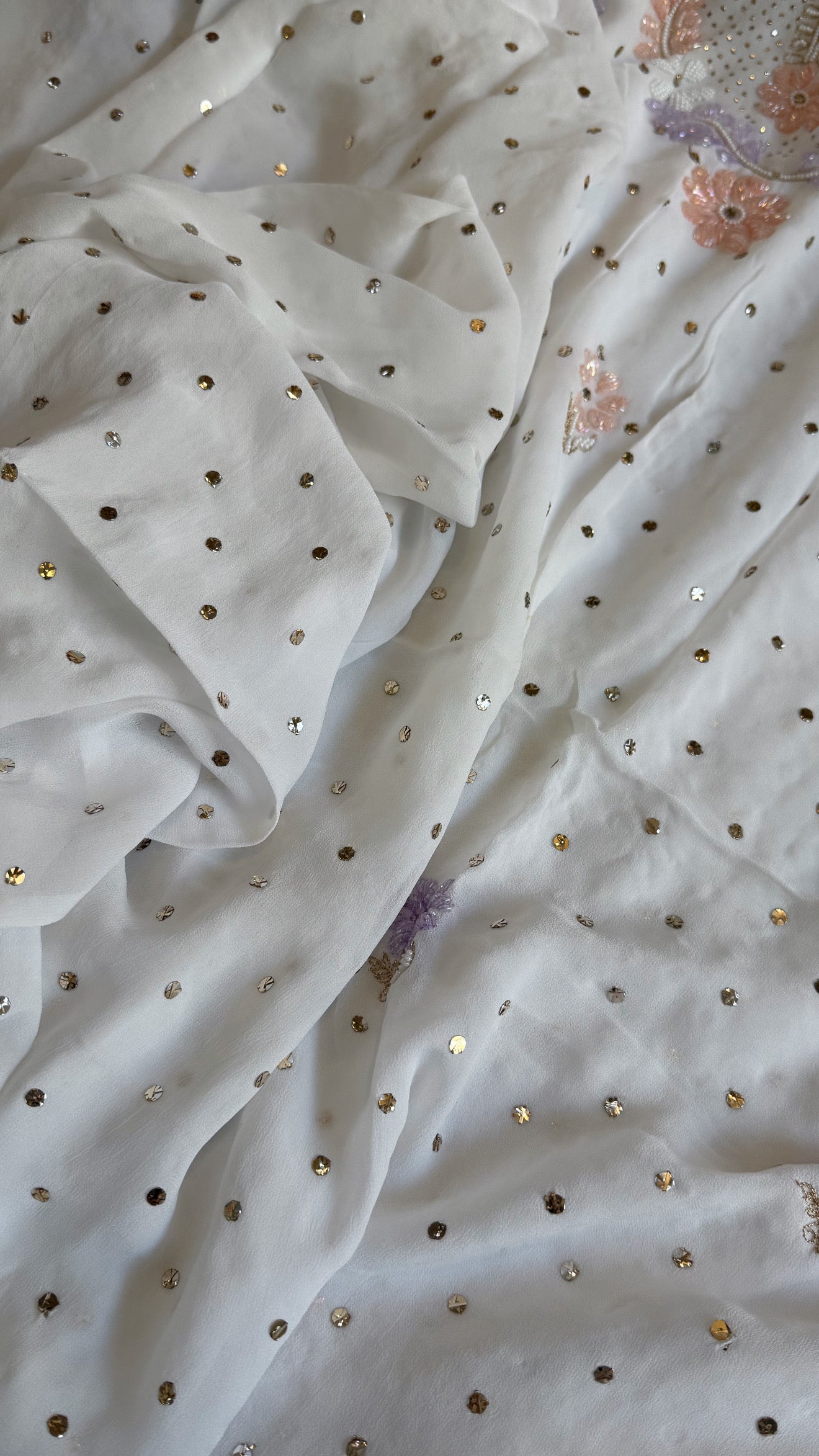 Banarasi gorgette mukaish and pearlwork hand embroidered kadhwa suits
