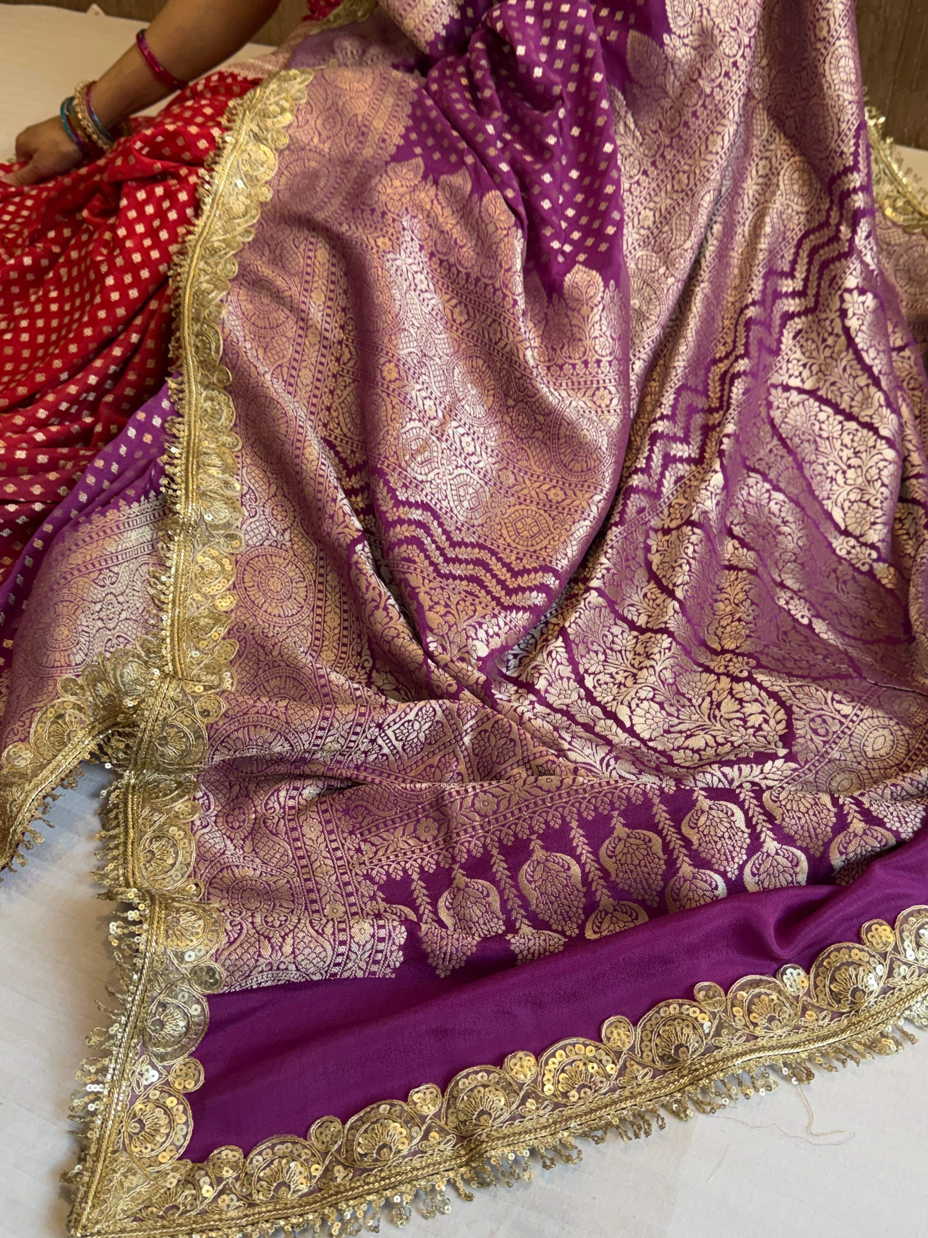 Paro banarasi chiffon gorgette kadhwa buti saree