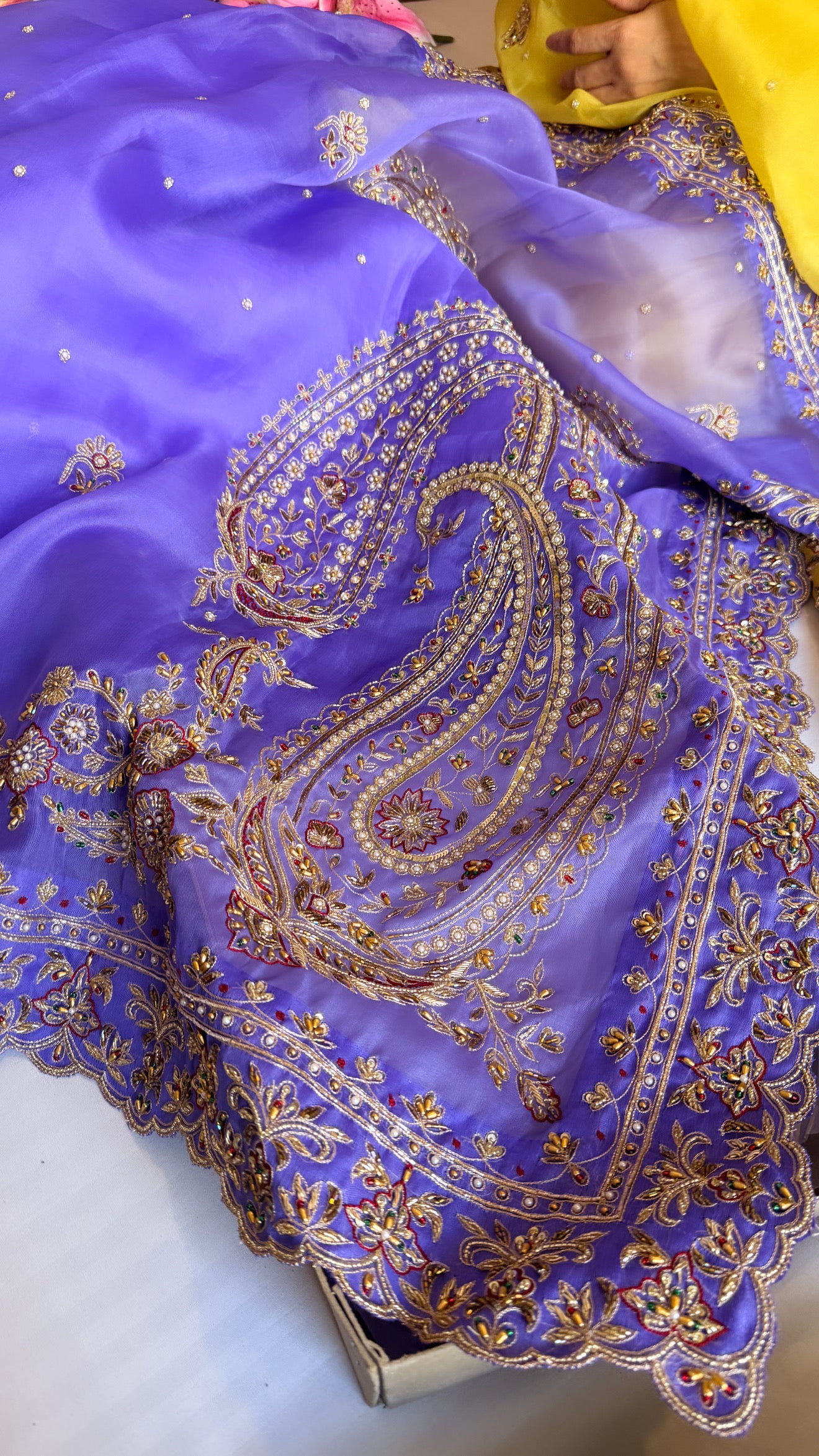 Mummy ki purani wali saree edit - Brinjal purple kora silk kadhwa hand embroidered saree